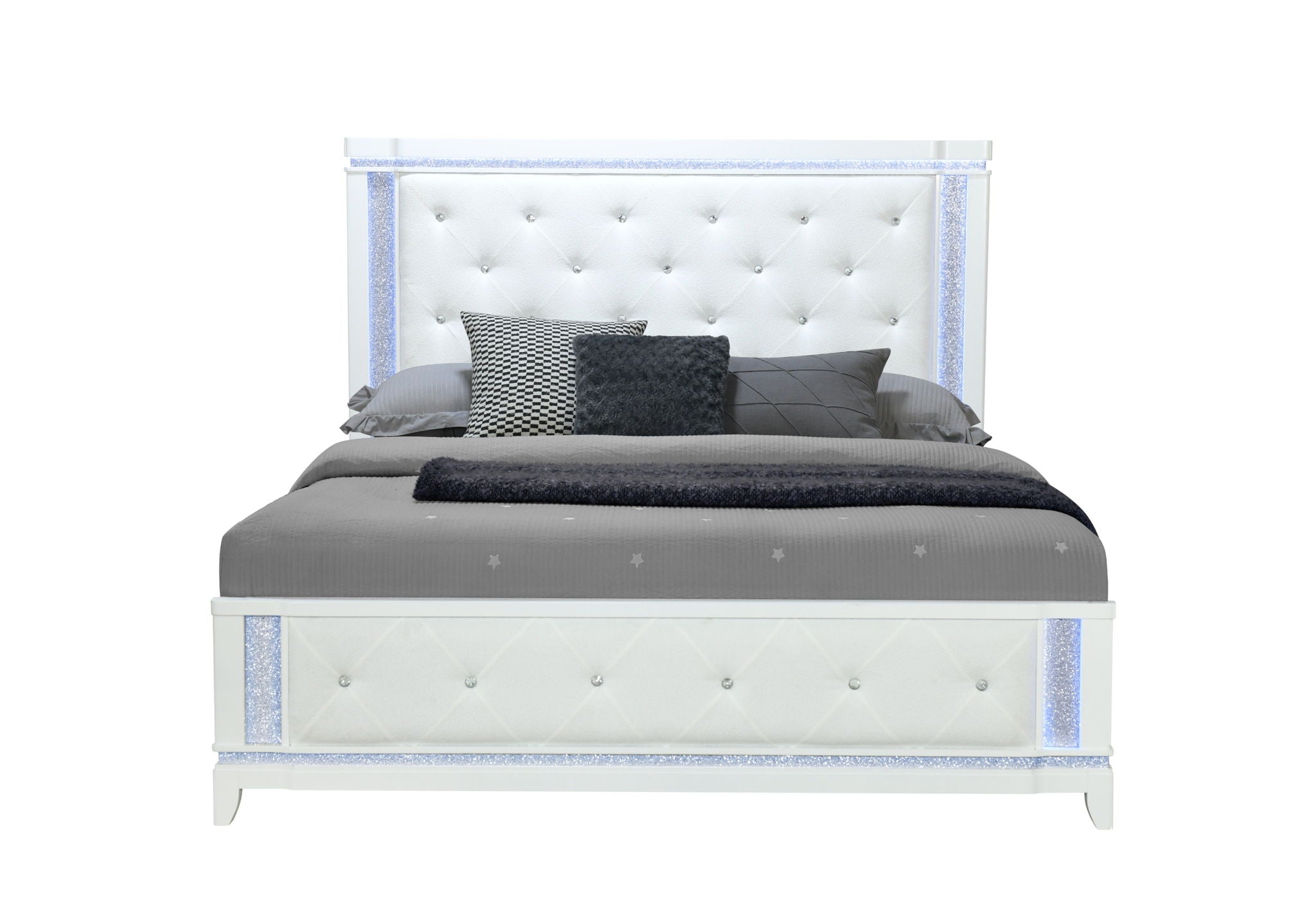 Aline - King Bed Headboard With LED - White
