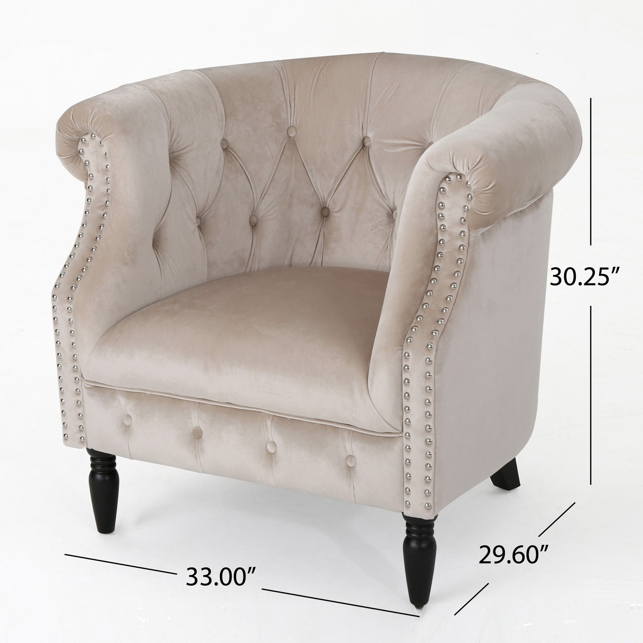 Celestialis - Upholstered Velvet Club Chair With Tub Design And Rolled Recessed Armrests - Champagne