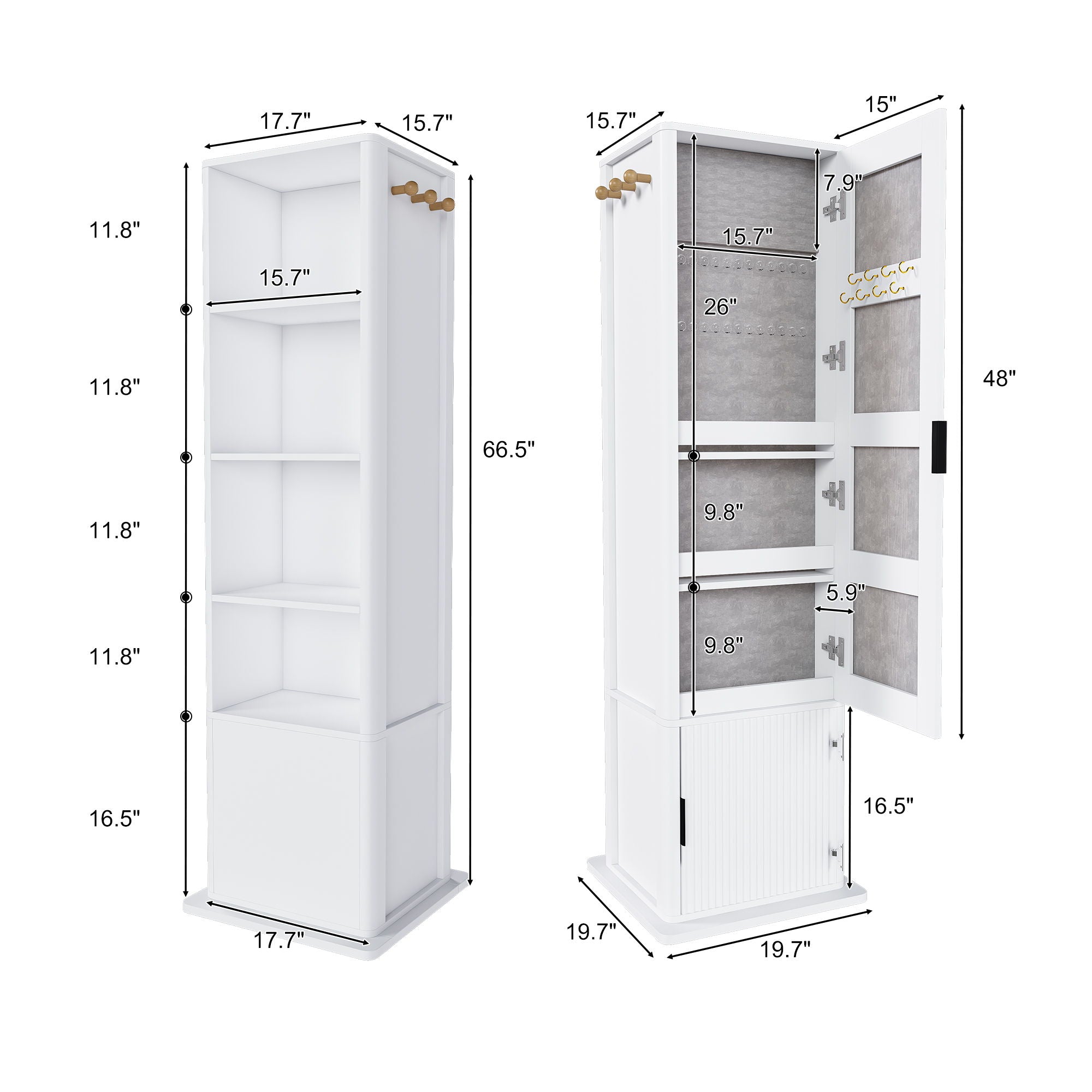 360° Rotating Makeup Cabinet With Full Length Mirror