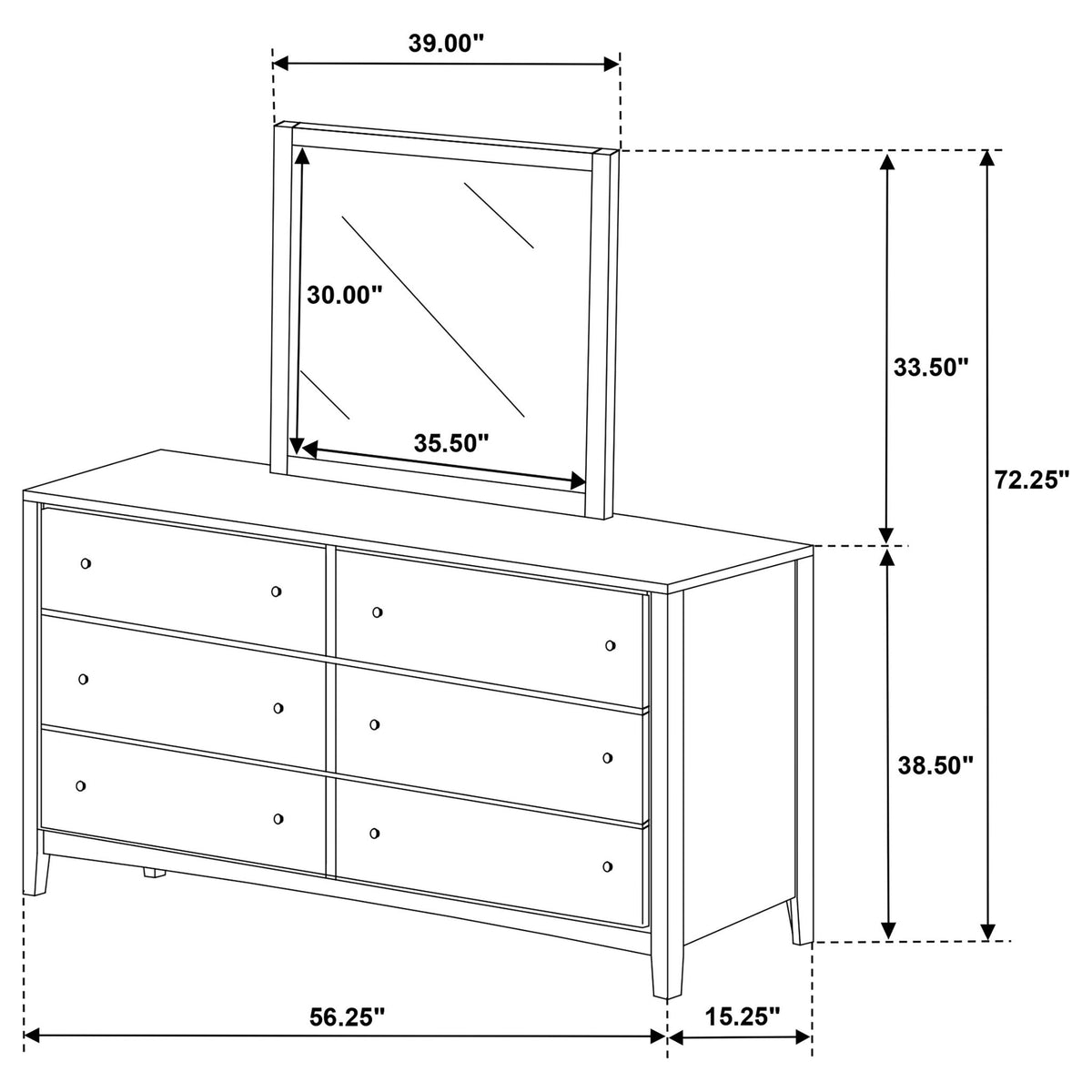 Clement - 6 Drawer Dresser With Mirror - Dark Coffee