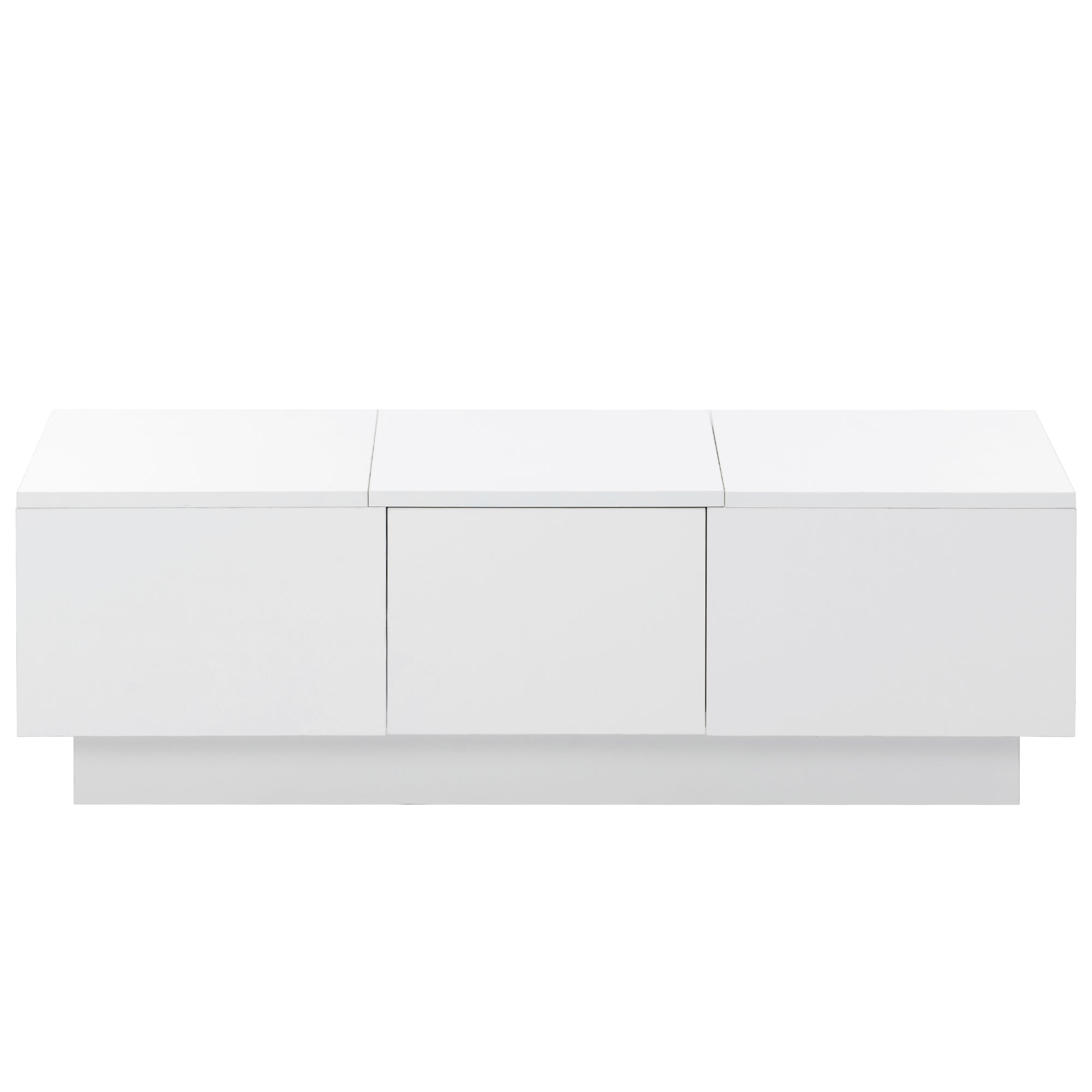 Coffee Table with 2 large Hidden Storage Compartment, Extendable Cocktail Table with 2 Drawers, High-gloss Center Table with Sliding Top for Living Room, 39.3"x21.6", White