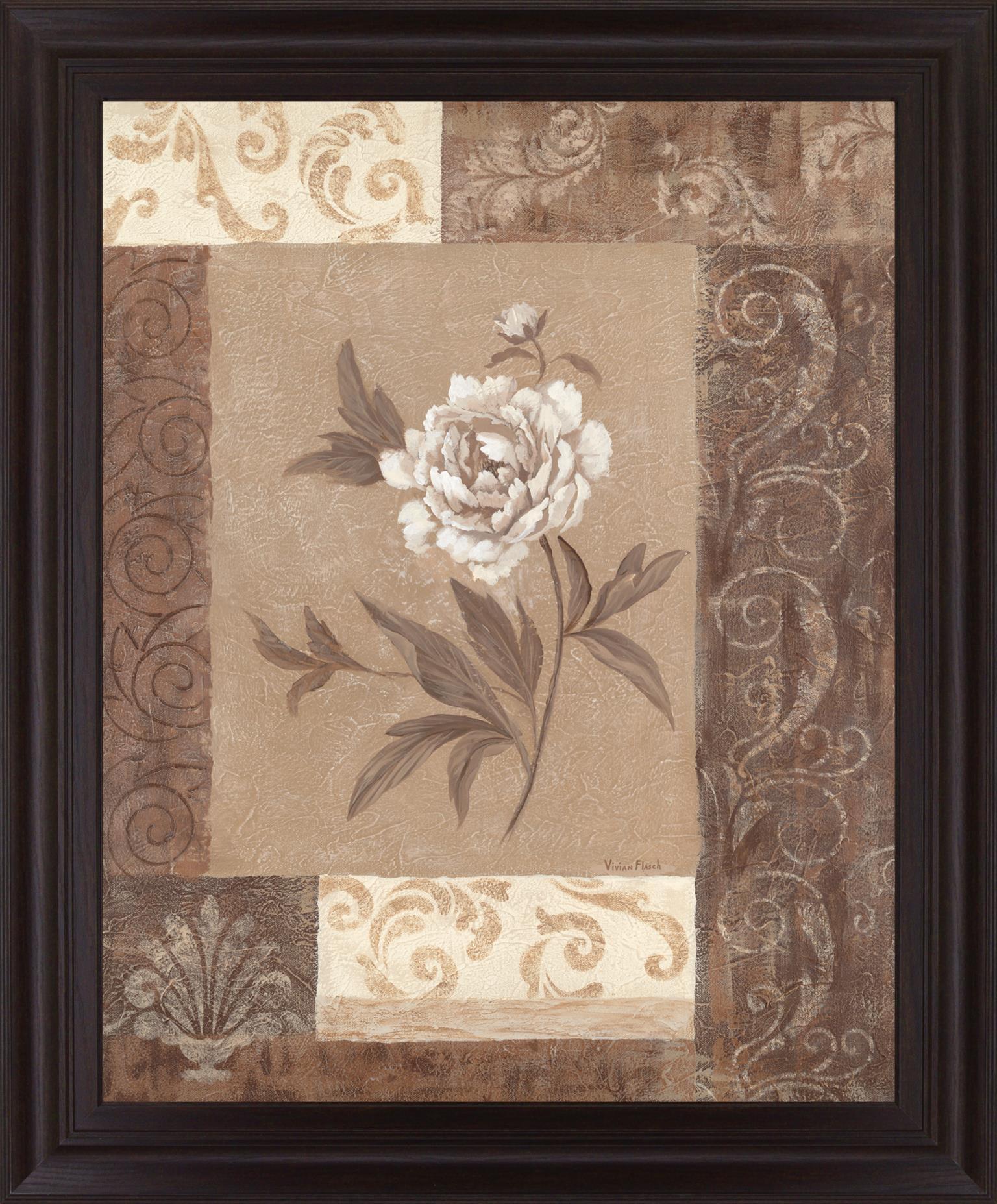 Sepia Blossom - 28" x 34" Framed Wall Art - Beige