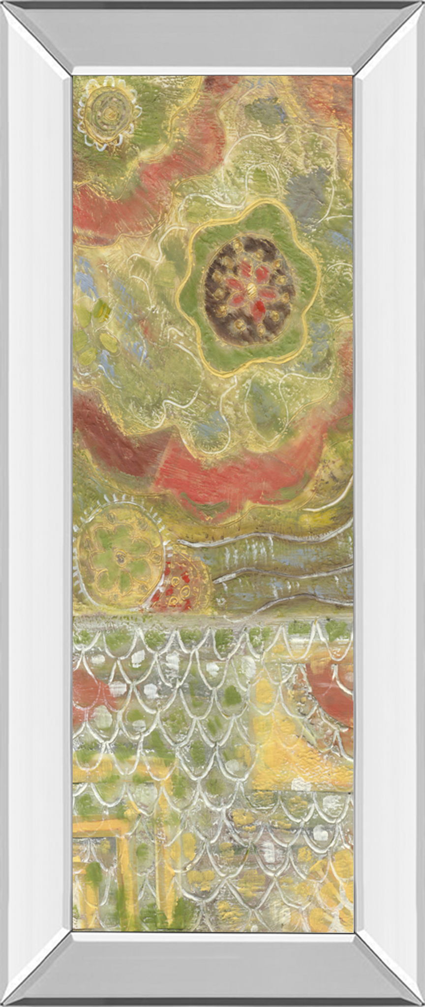 Moroccan Whimsy I By Karen Deans - Mirror Framed Print Wall Art - Green