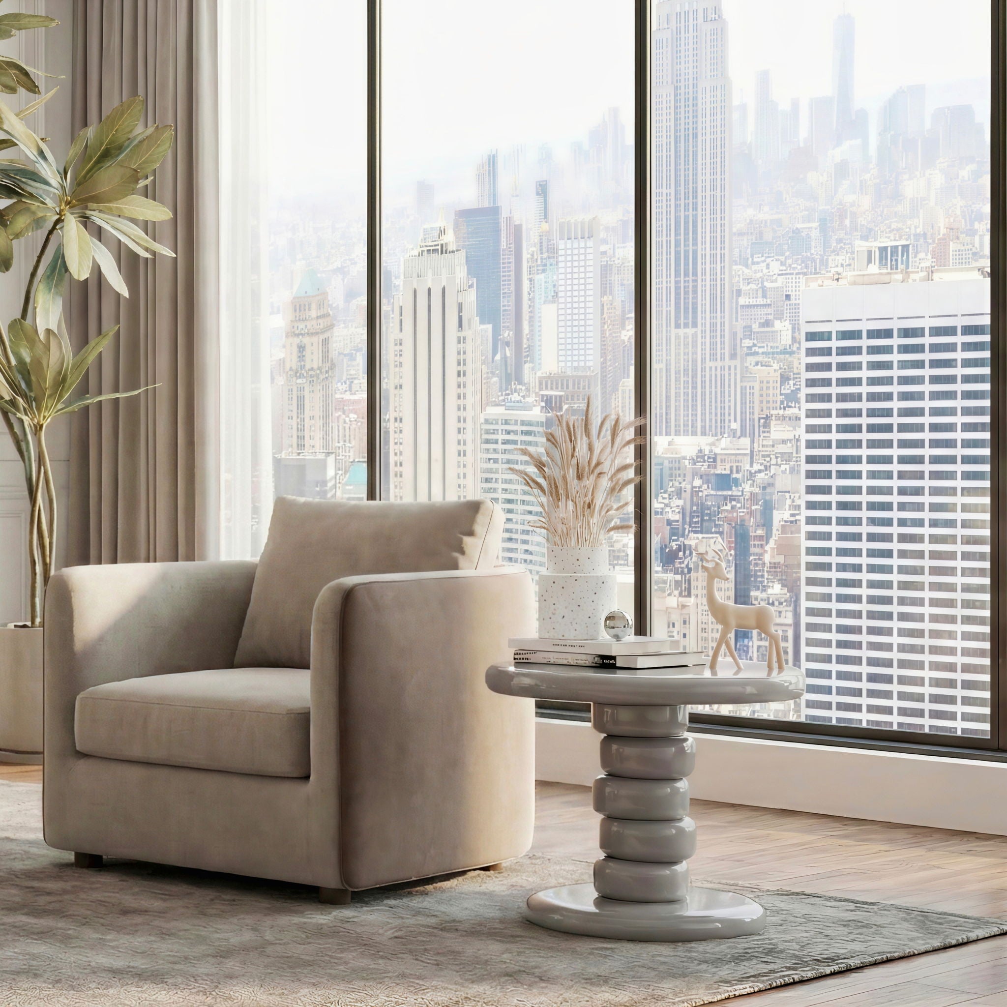 Stacked Cobblestone End Table