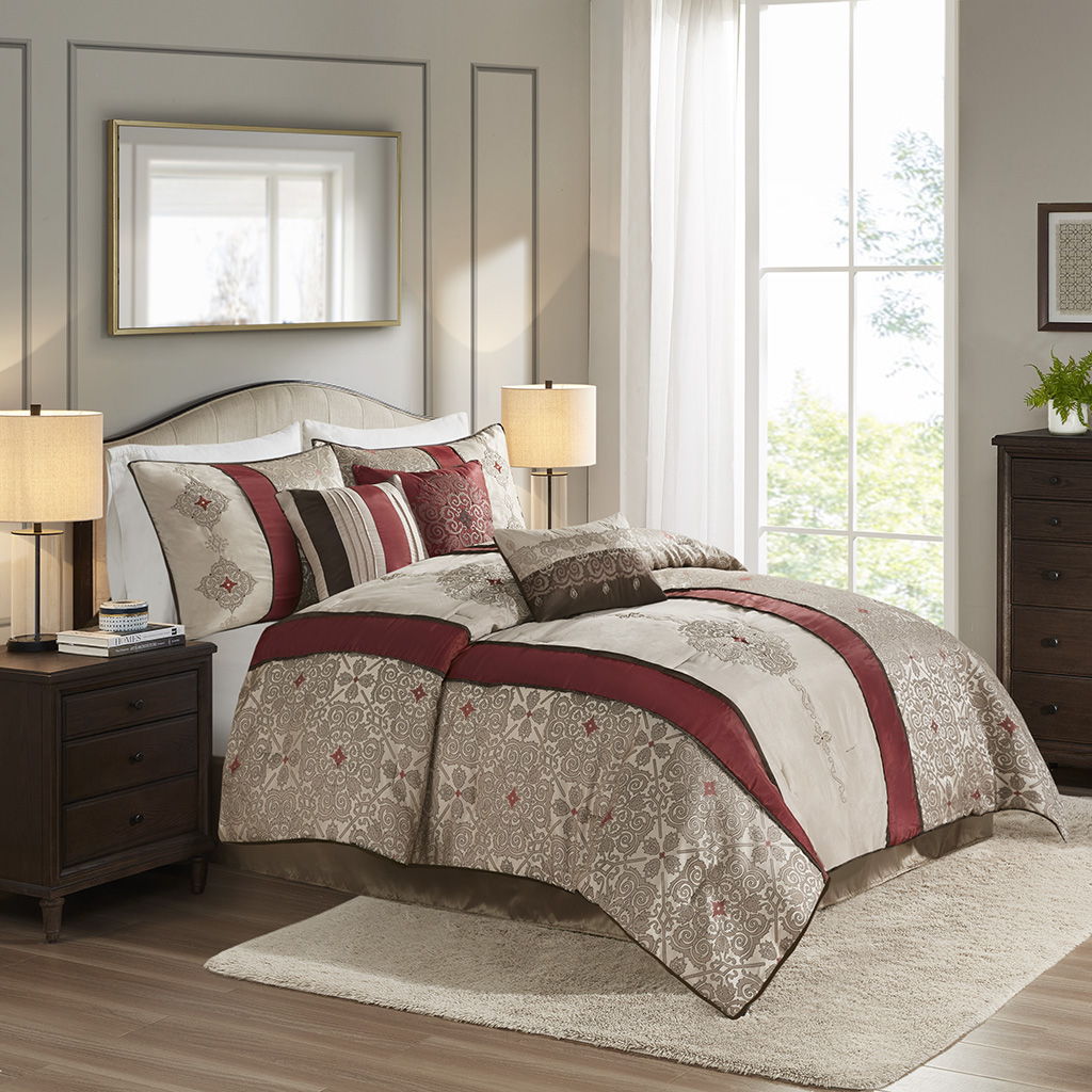 Donovan - California King 7 Piece Comforter Set - Red
