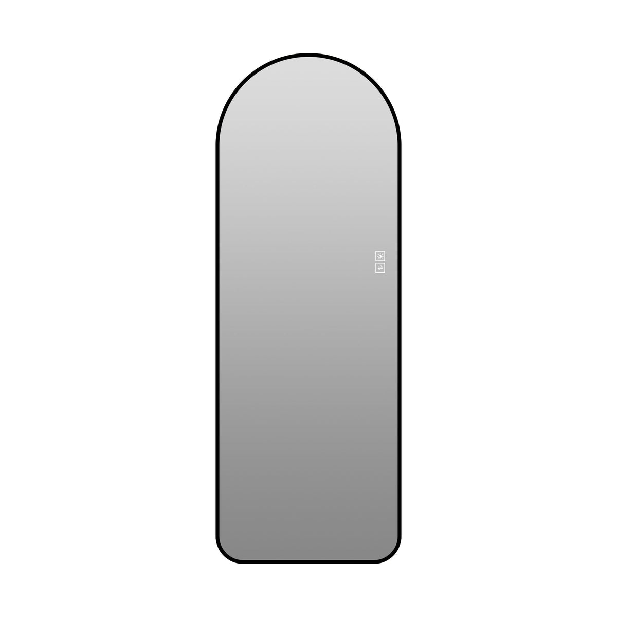 65" X 24" Arched LED Full Length Mirror With Frame, 3 Color Temperatures & Stepless Dimming - Black