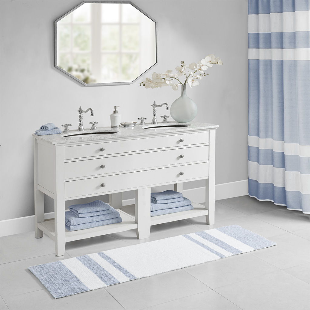 Spa Cotton - 20" x 30" Reversible Bath Rug - Blue