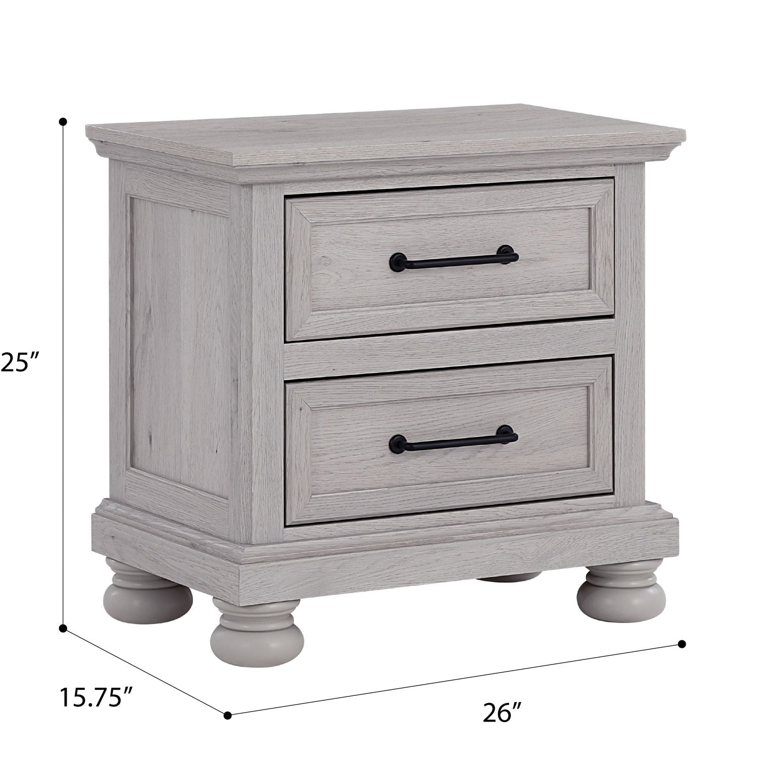 2 Drawer Nightstand With USB Charging Station - Cool Gray