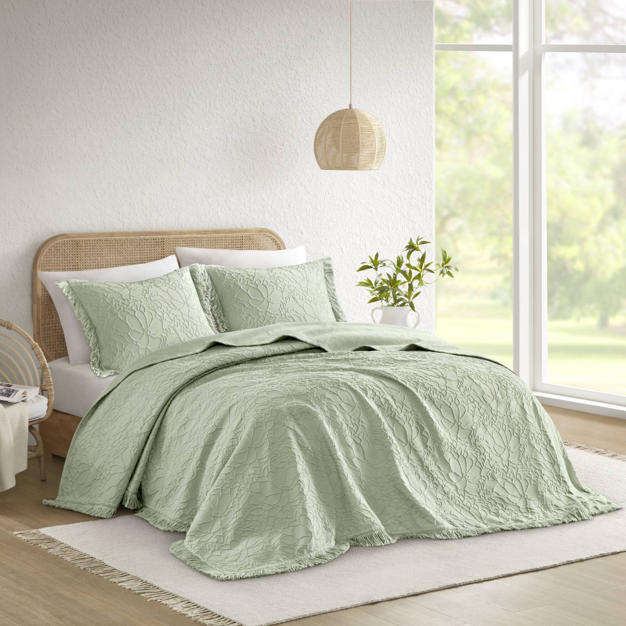 Willow - 3 Piece King Bedspread Set - Sage