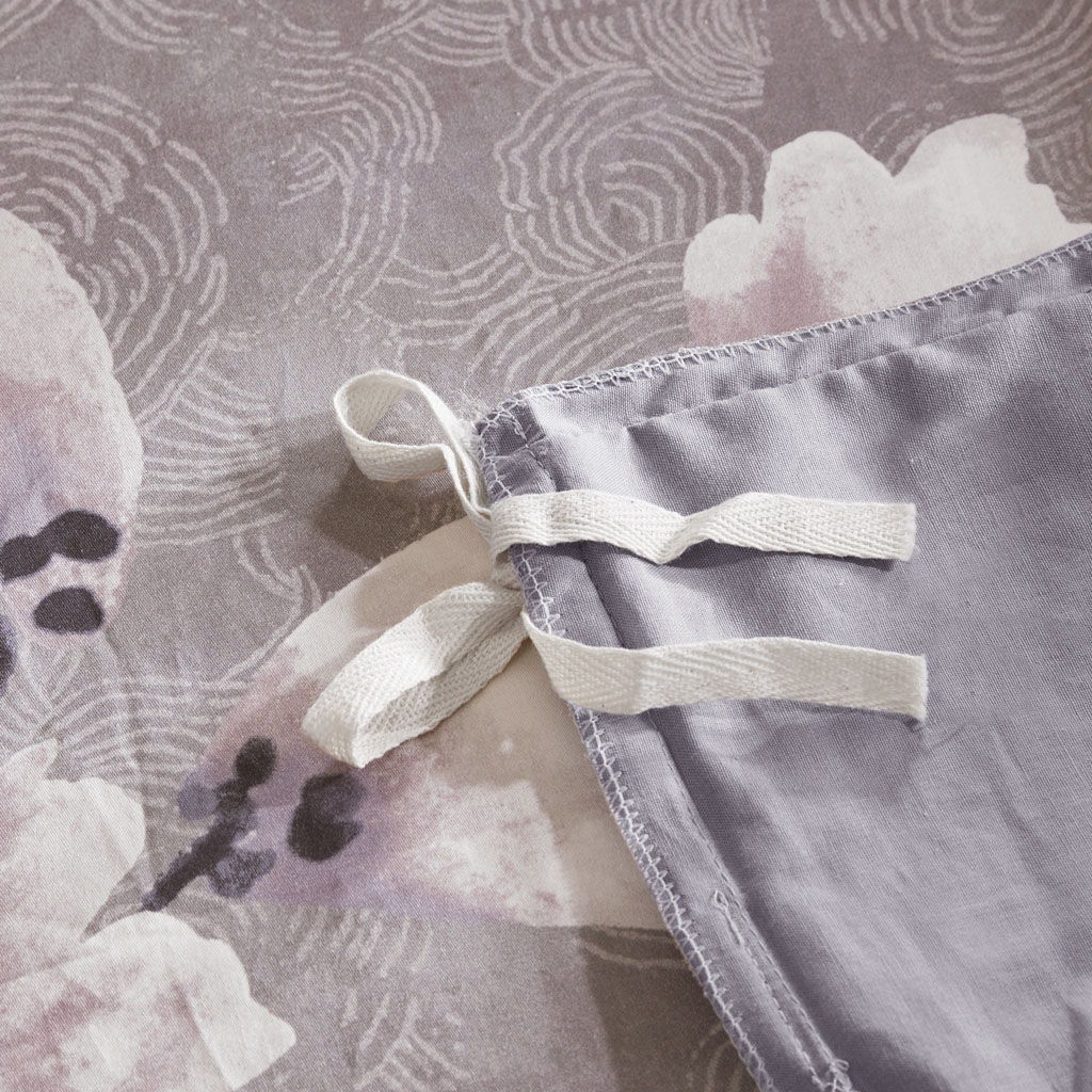 Sakura Blossom - 3 Piece Sateen Printed Duvet Cover Set - Lilac