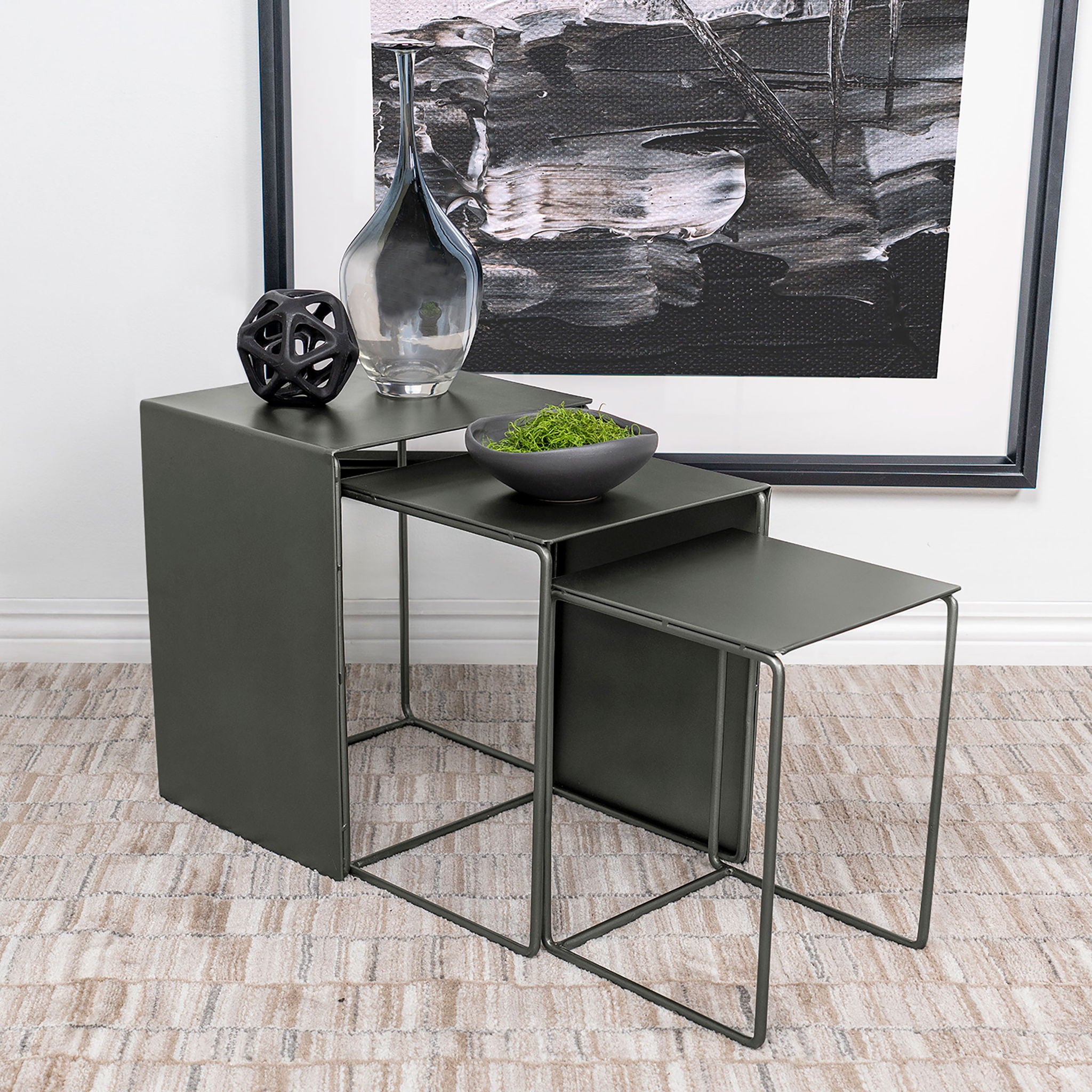 Vestal - 3 Piece Rectangular Nesting Table Set - Gray