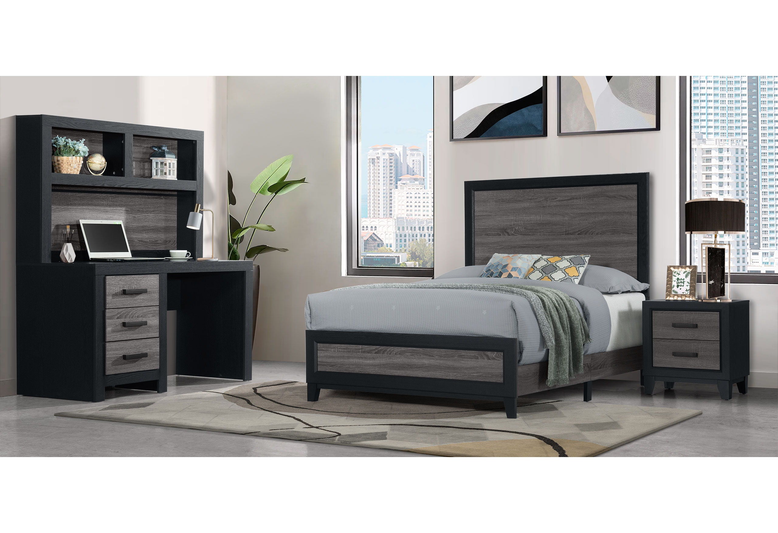 Lisbon - Desk (Carton 2) - Gray / Black