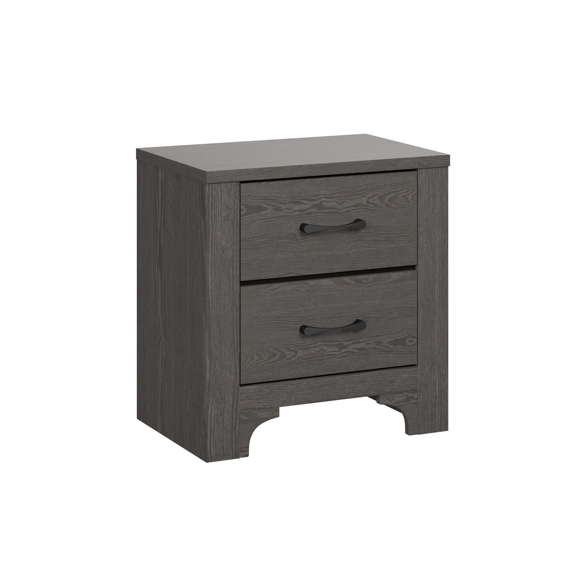 Modern 2 Drawer Nightstand - Brown - Wood