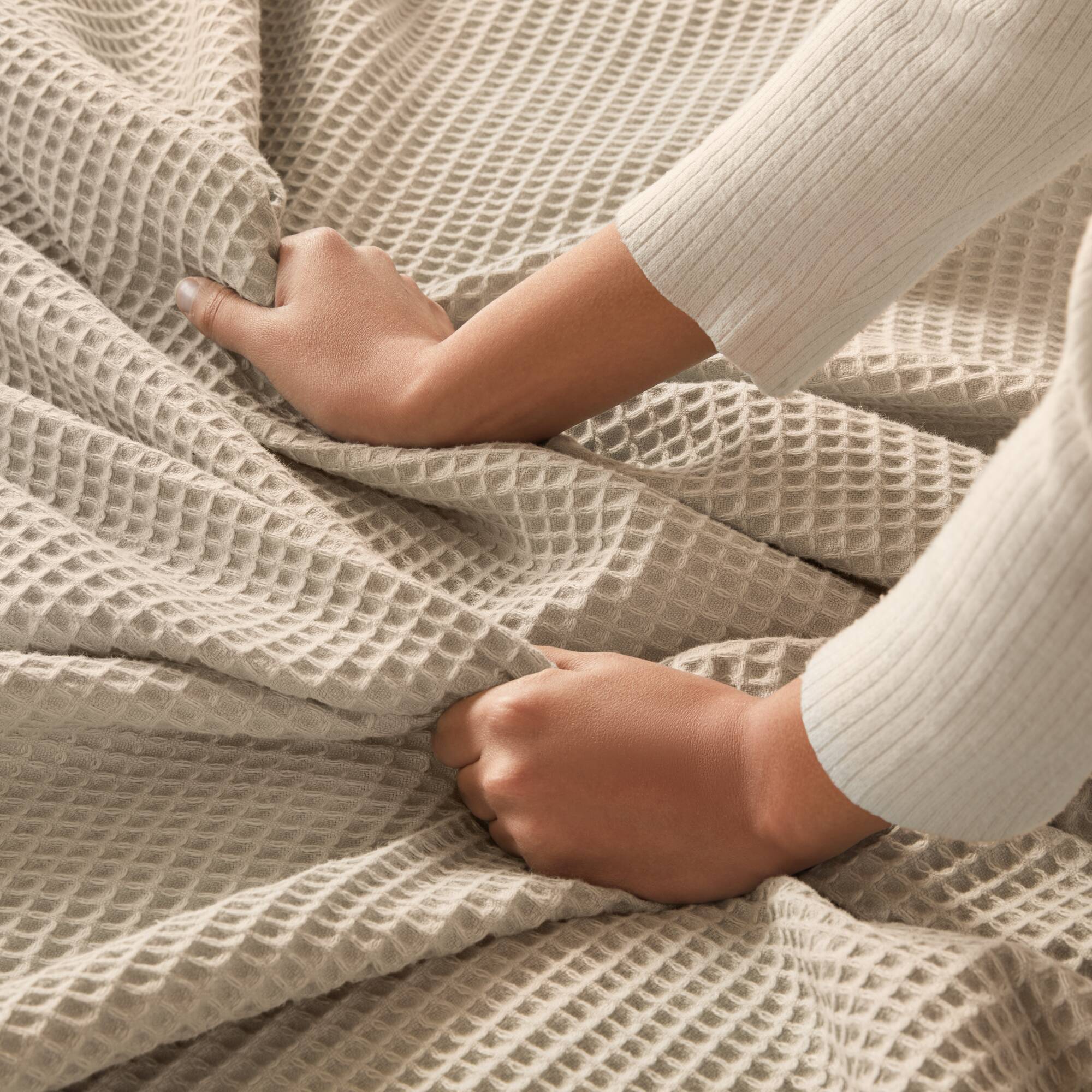 Waffle Weave - King Cotton Blanket - Khaki