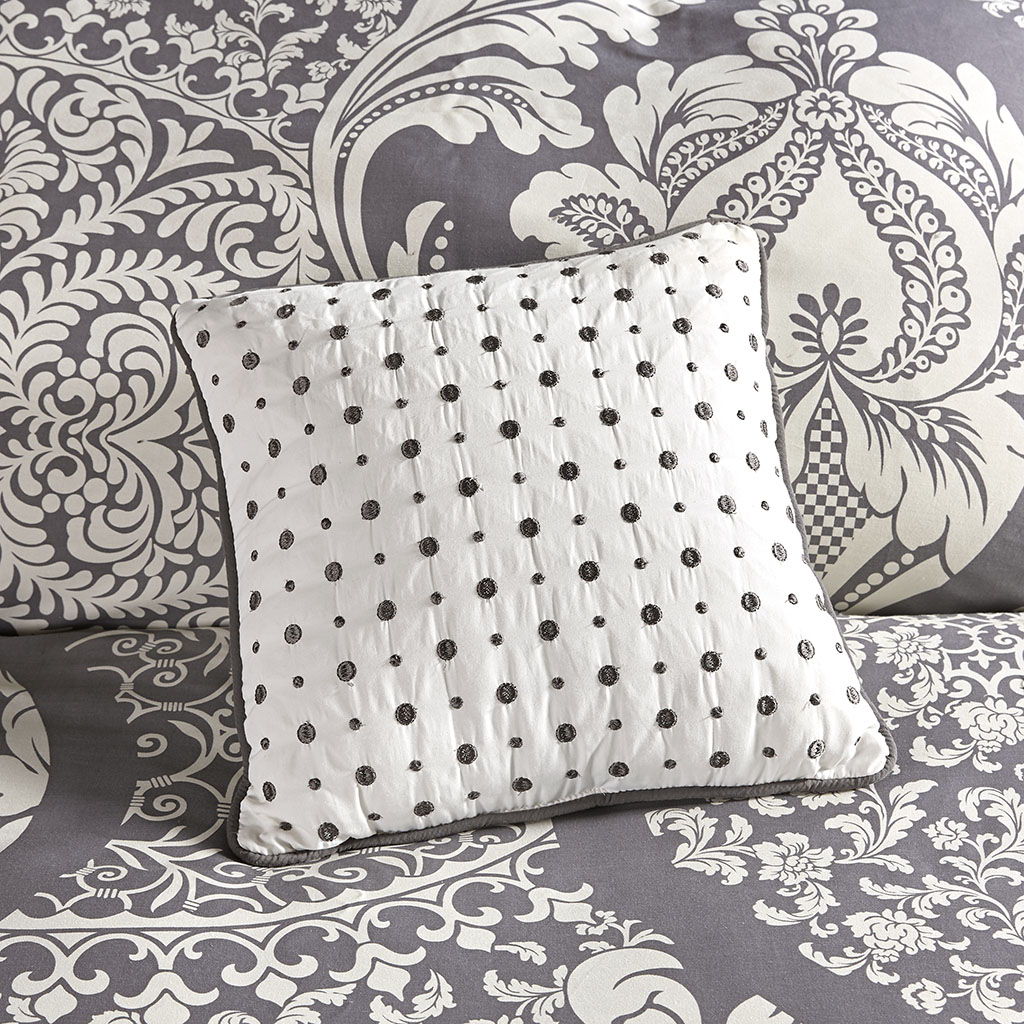 Vienna - Queen 7 Piece Printed Comforter Set - Gray