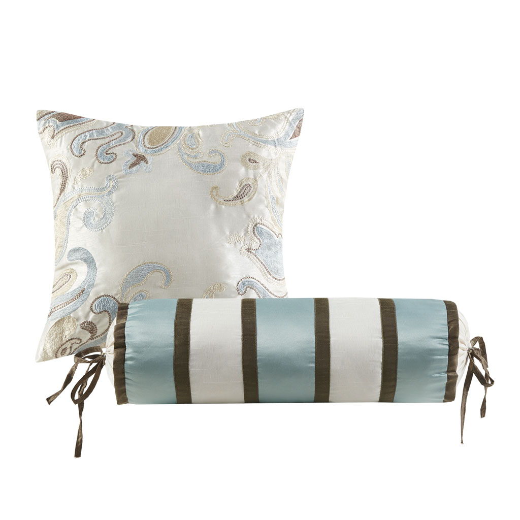 Aubrey - King 5 Piece Reversible Bedspread Set - Blue / Brown