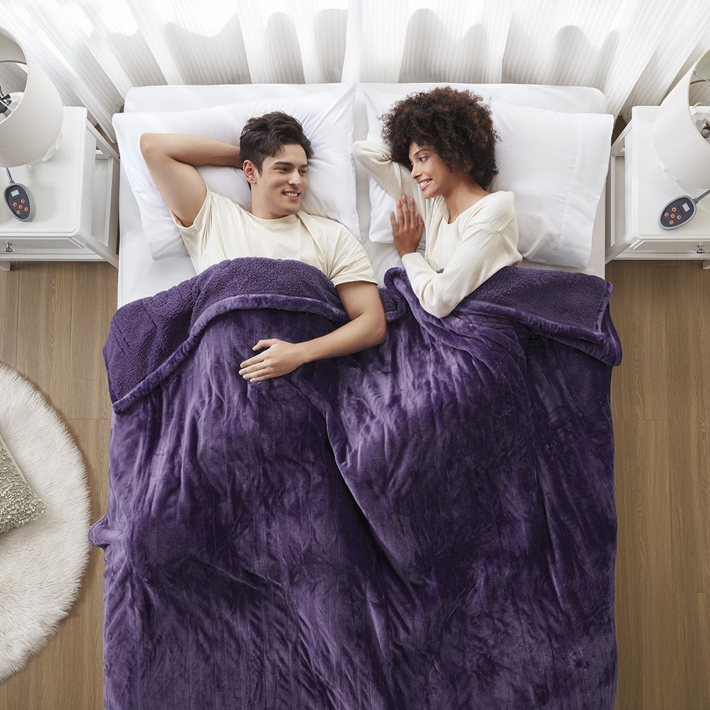 Heated Microlight to Berber - Blanket - Purple