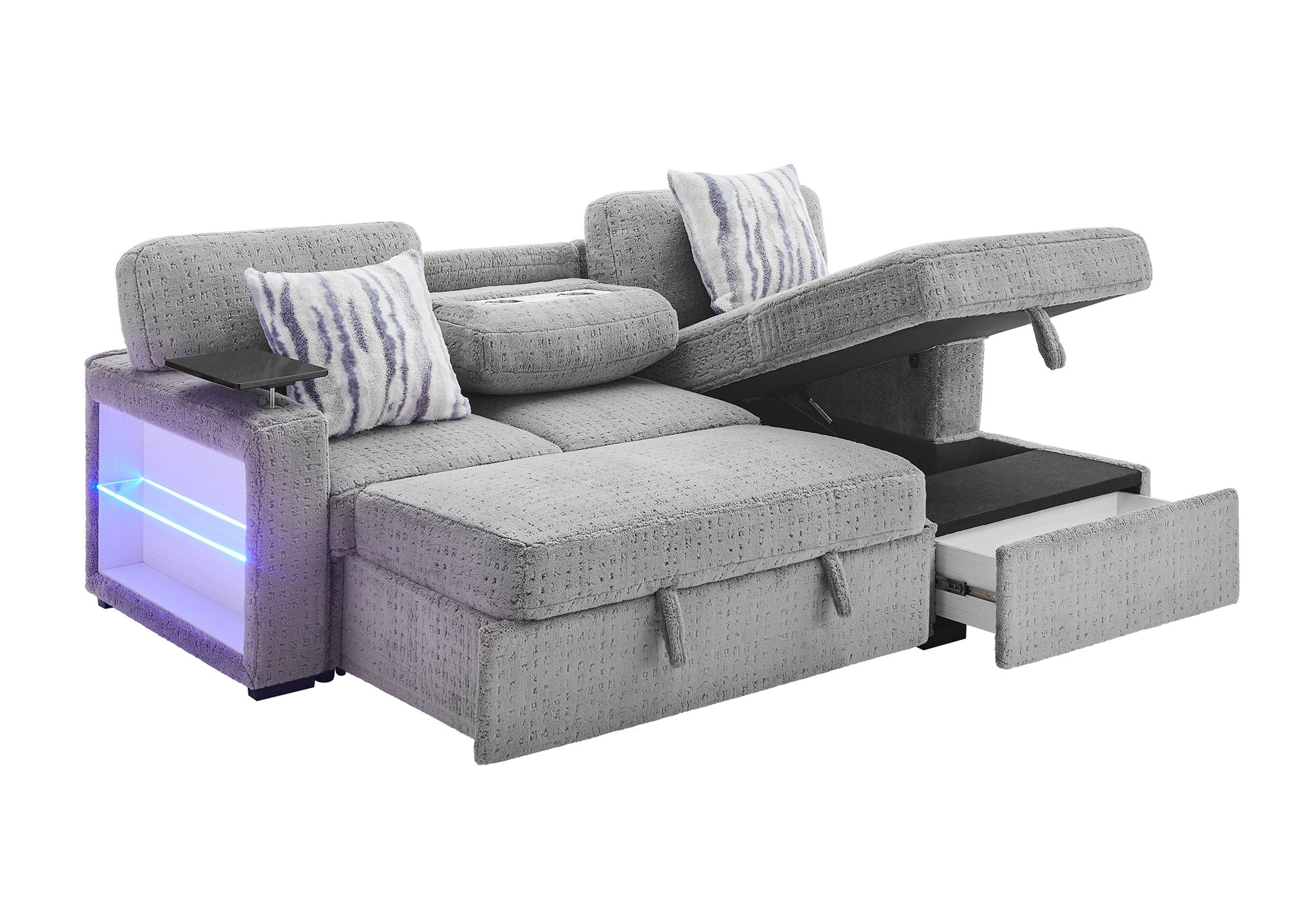 U0214 - Sofa Bed Arms With LED - Dark Gray