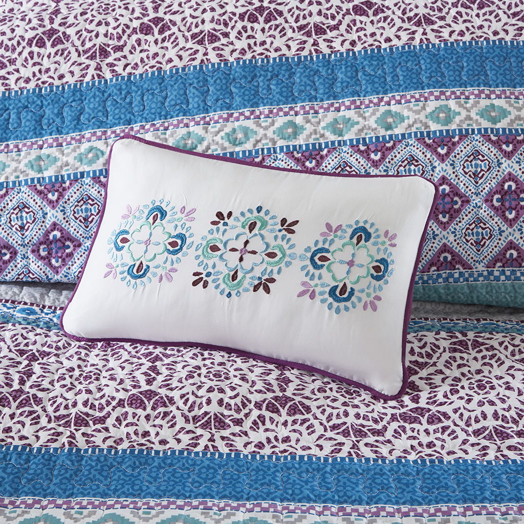 Joni - Reversible Coverlet Set - Purple