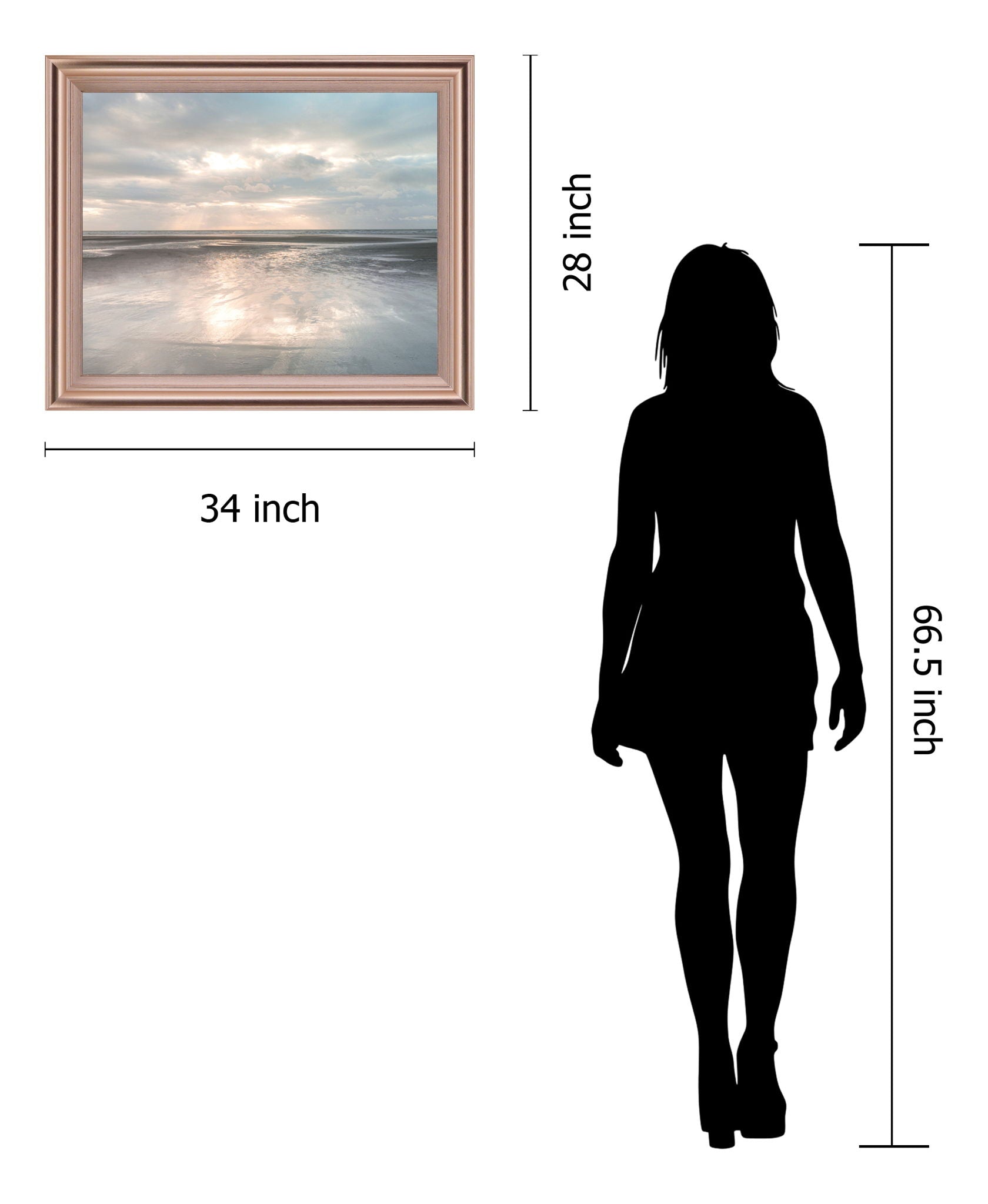 Tranquil Lightshore - 28" x 34" Framed Wall Art - Gray