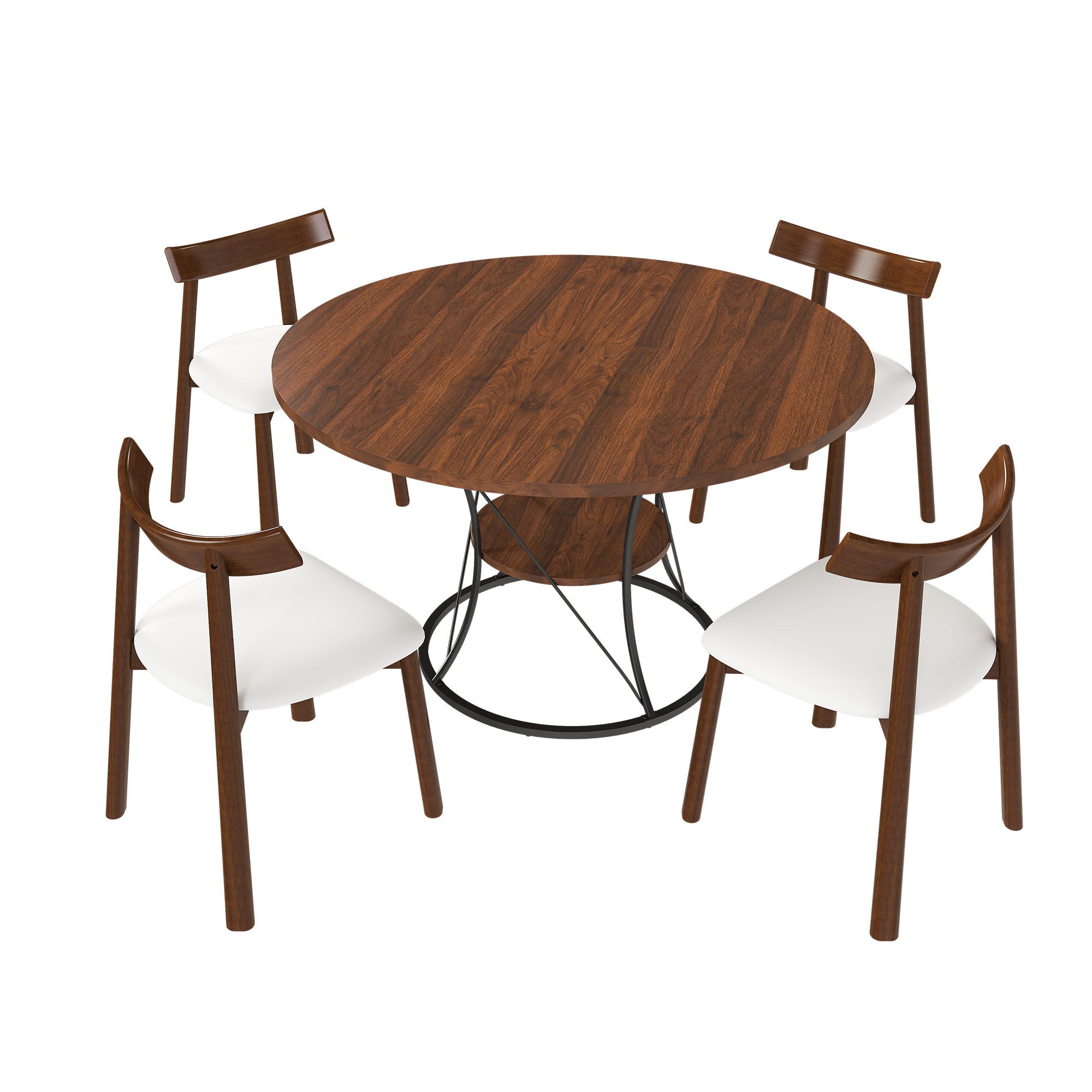 Round Extendable Dining Table Set With Chairs