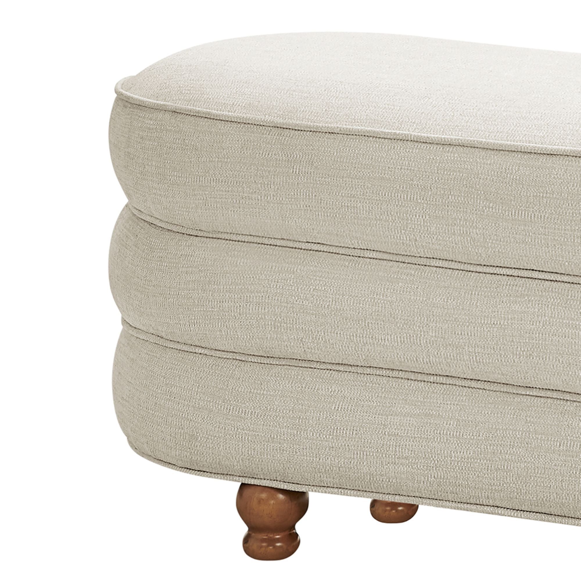 Kylan - Oval Channel Storage Bench With Wooden Ball Feet - Cream