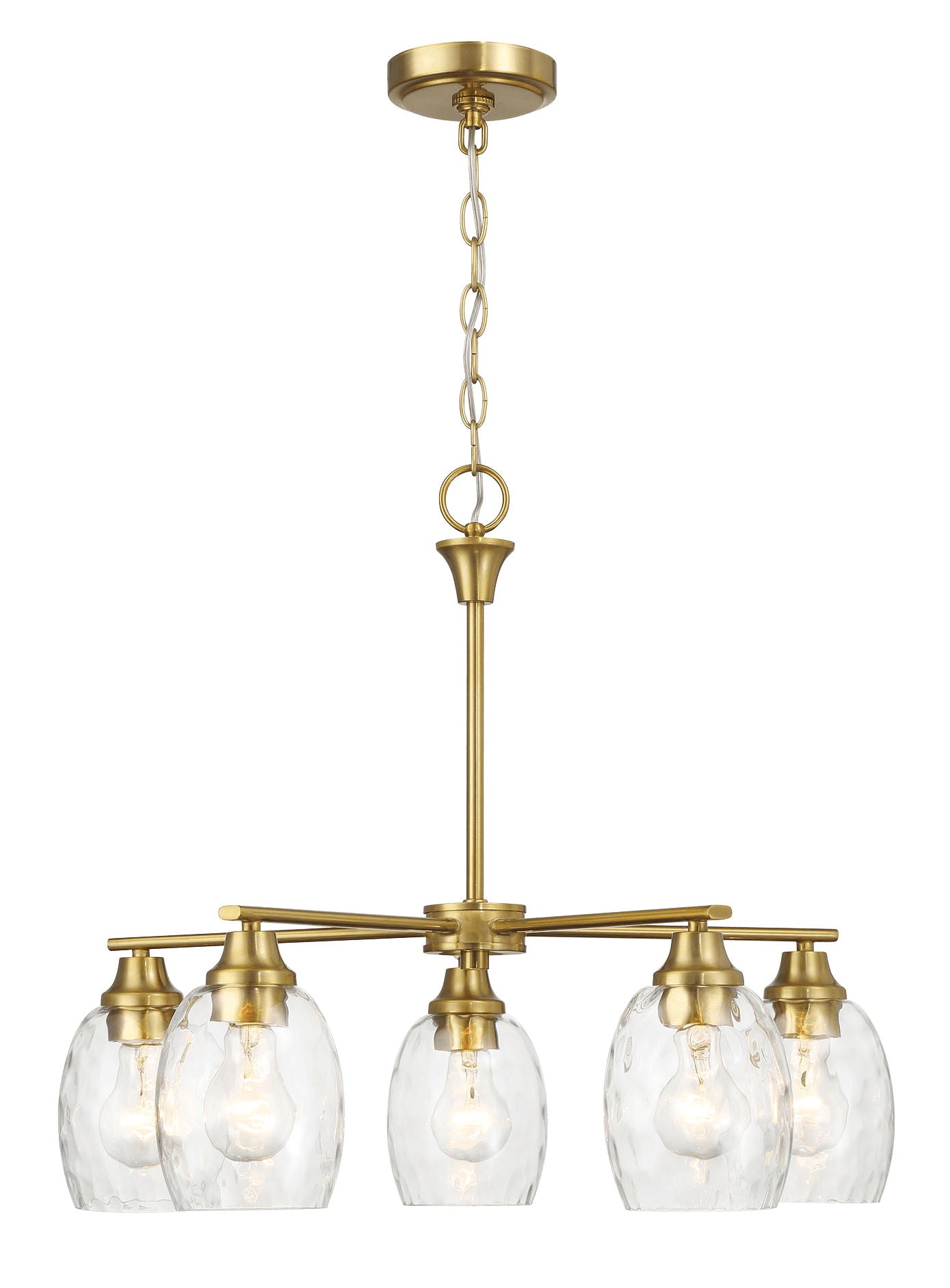 Elegance 5 Lights Linear Arms With Chain Chandelier - Clear / Gold