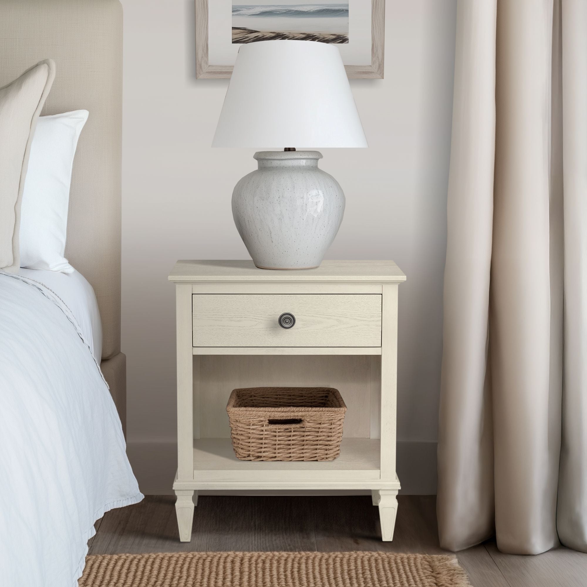 Victoria - One-Drawer Nightstand With Shelf - Antique Cream