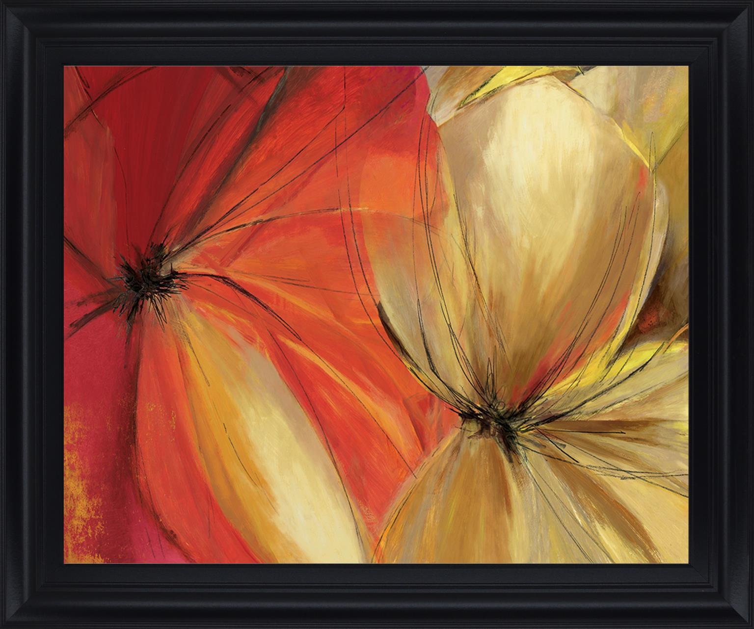 Radiant Petal Whisper - 28" x 34" Framed Wall Art - Orange