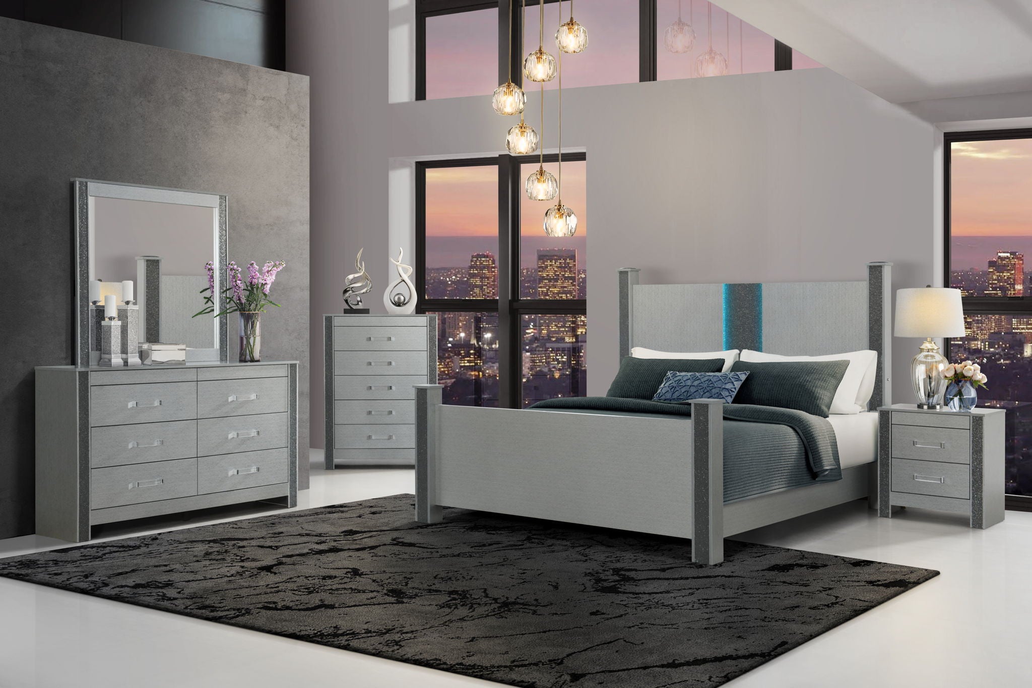 Logan - King Bed Side Rails And Slats - Silver