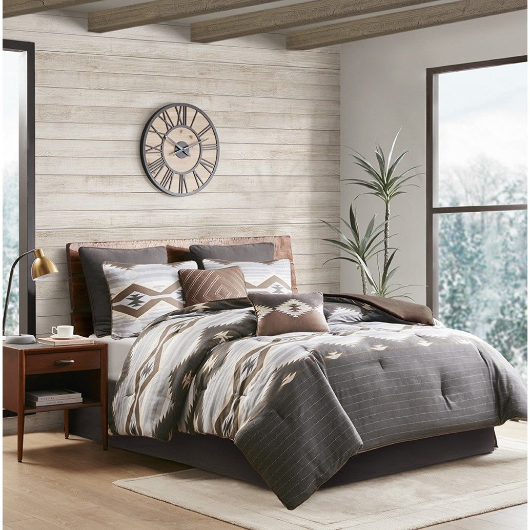Bitter Creek - Oversized Comforter Set - Gray / Brown