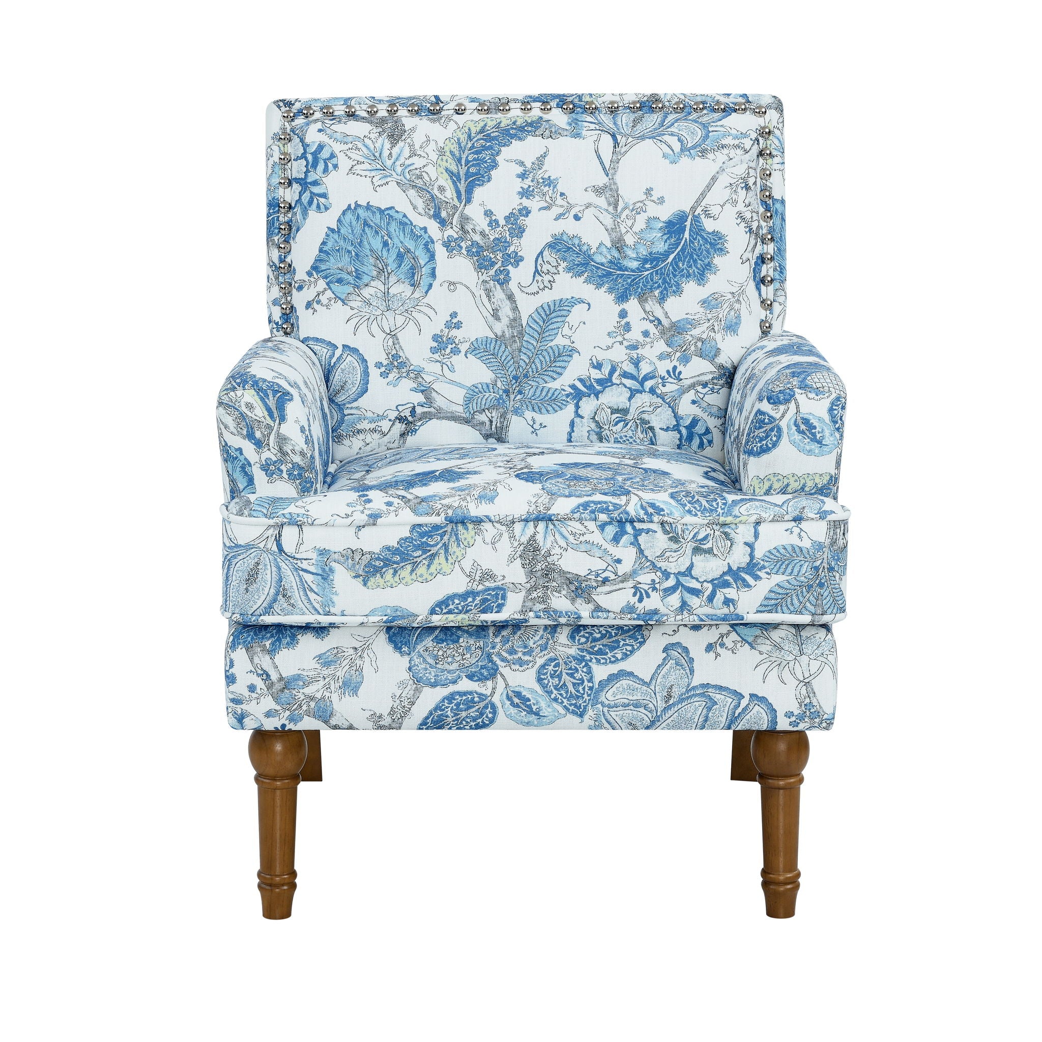 Floral Accent Armchair With Nailhead Trim