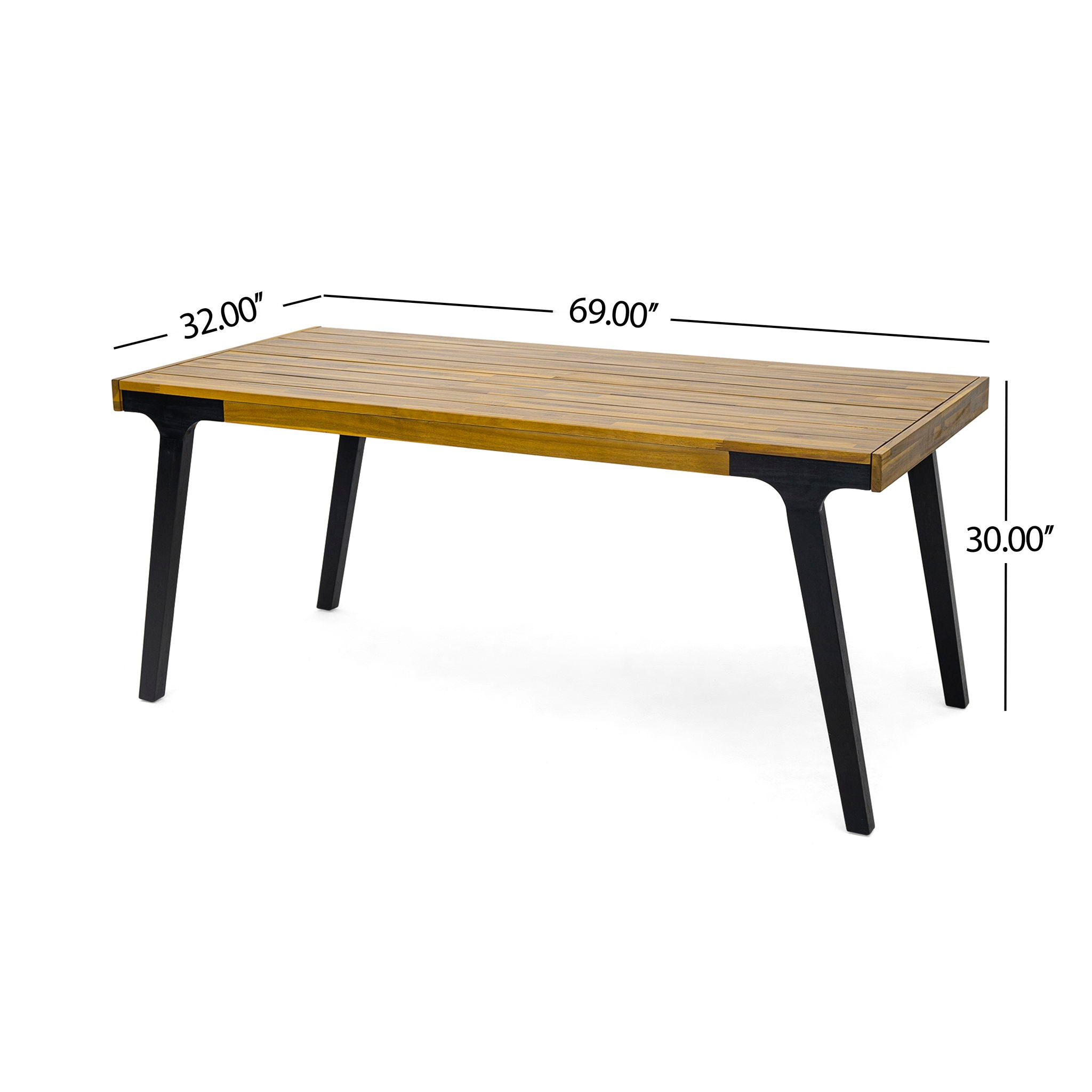 1 Dining Table & 2 Dining Benches - Light Teak