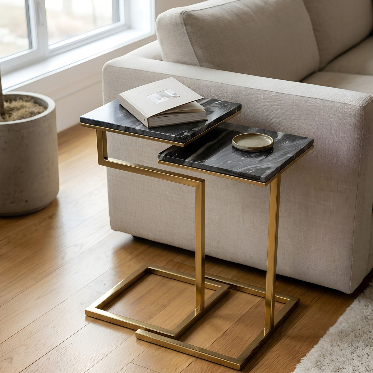 Chamblee - 2 Piece Square Nesting C - Table Set - Gold / Black