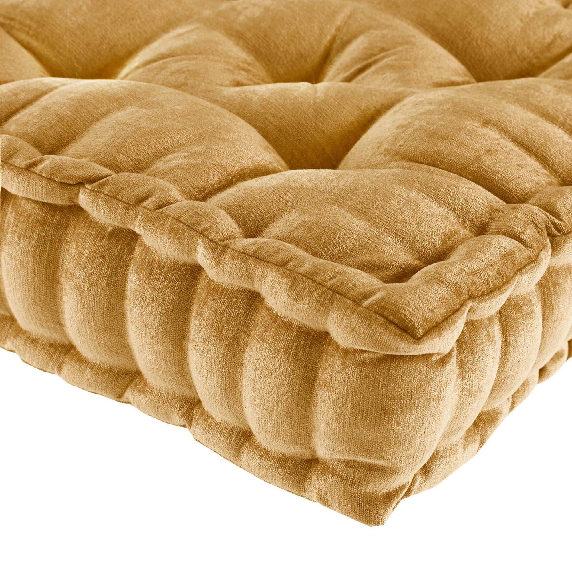 Azza - Chenille Square Floor Pillow Cushion - Yellow