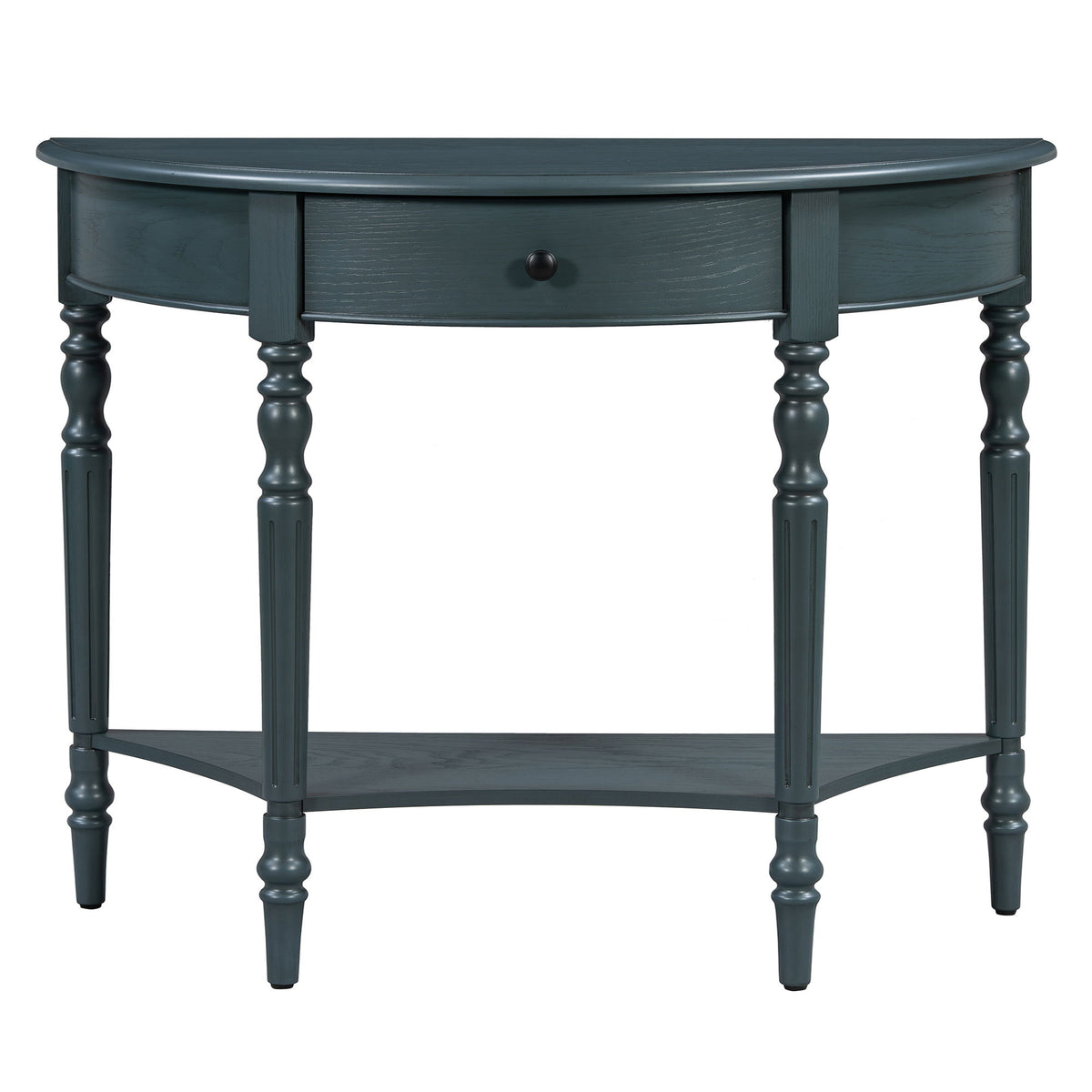 Half Moon Console Table With Drawer & Shelf