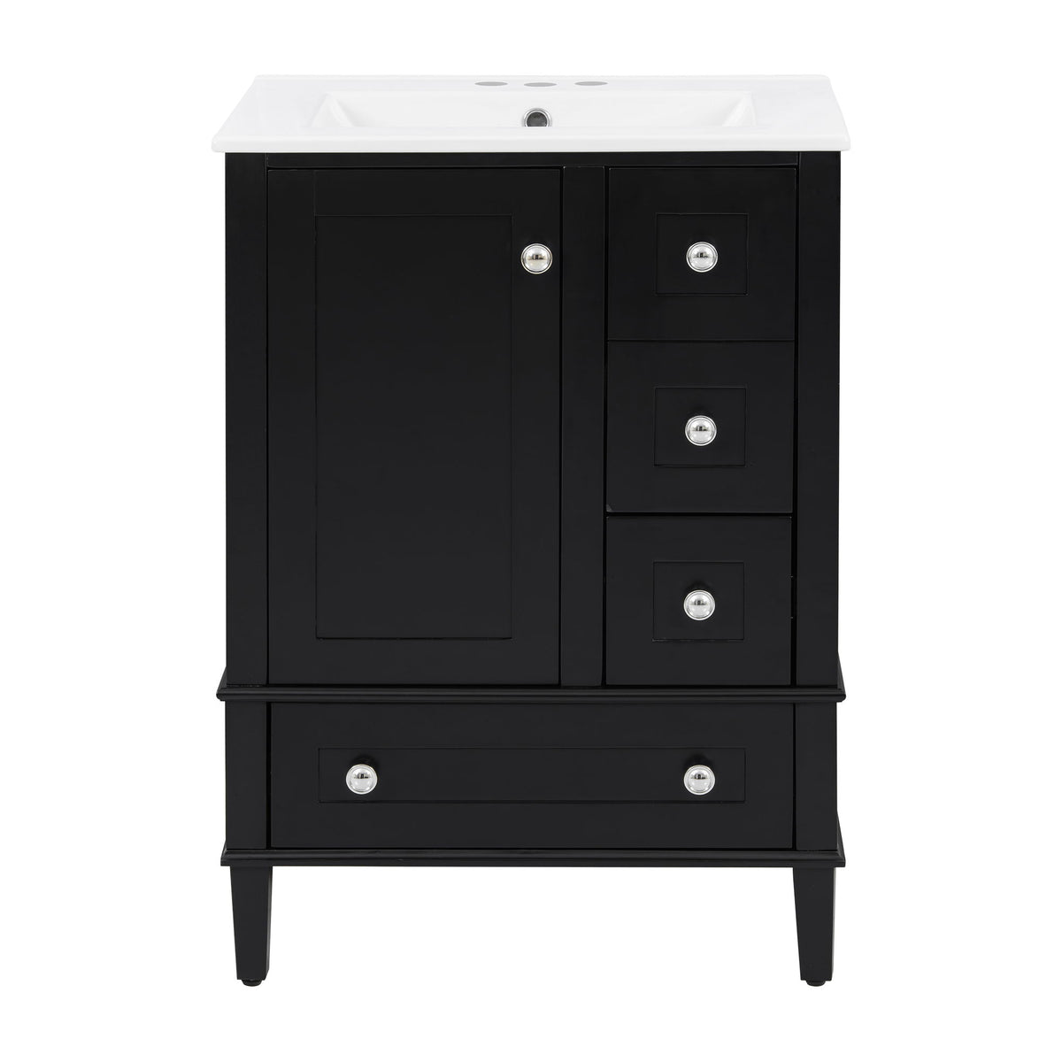 Bathroom Vanity With Integrated Basin, Soft Close Drawers, Door Mounted Double Layer Shelf
