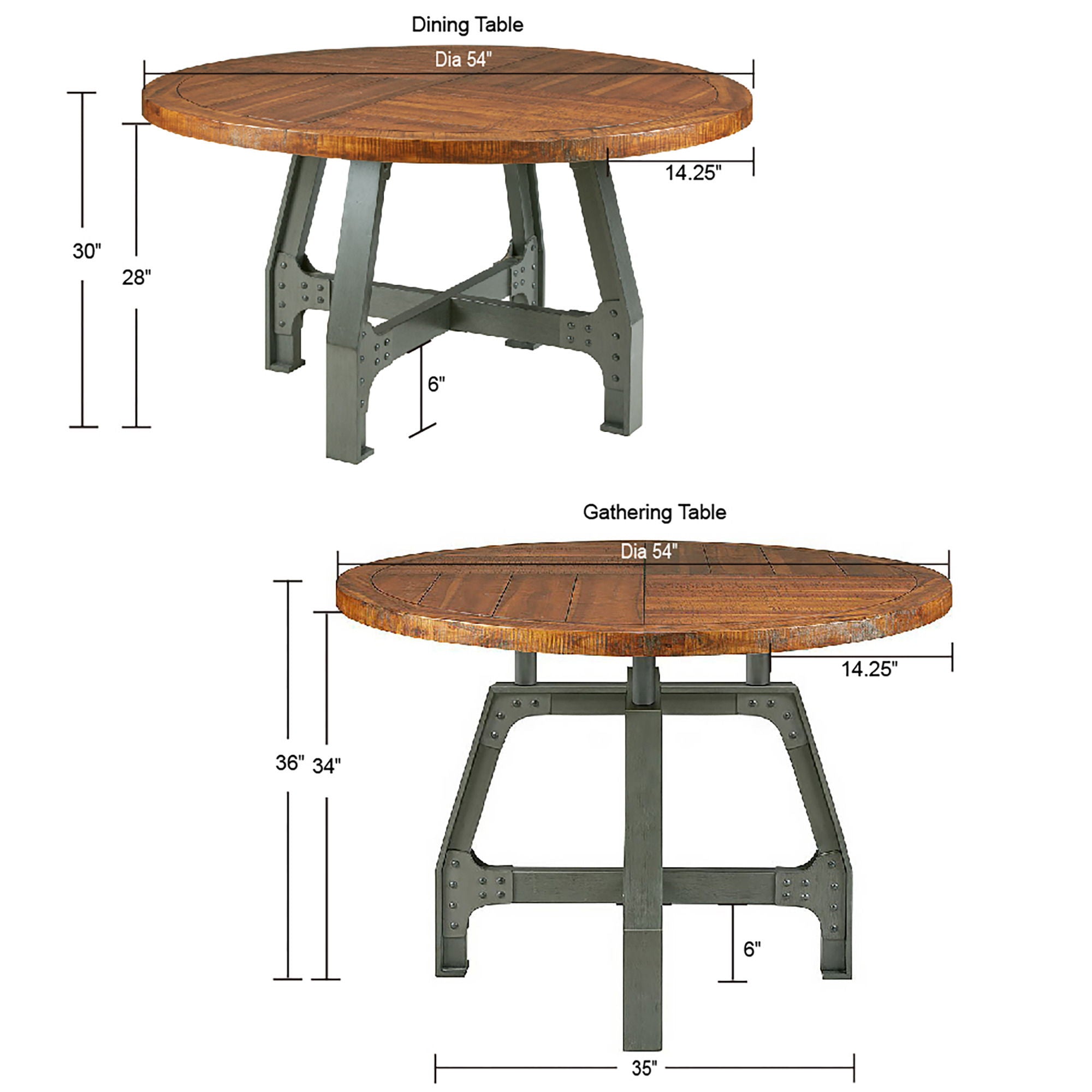 Lancaster - Round Dining / Gathering Table - Amber / Graphite