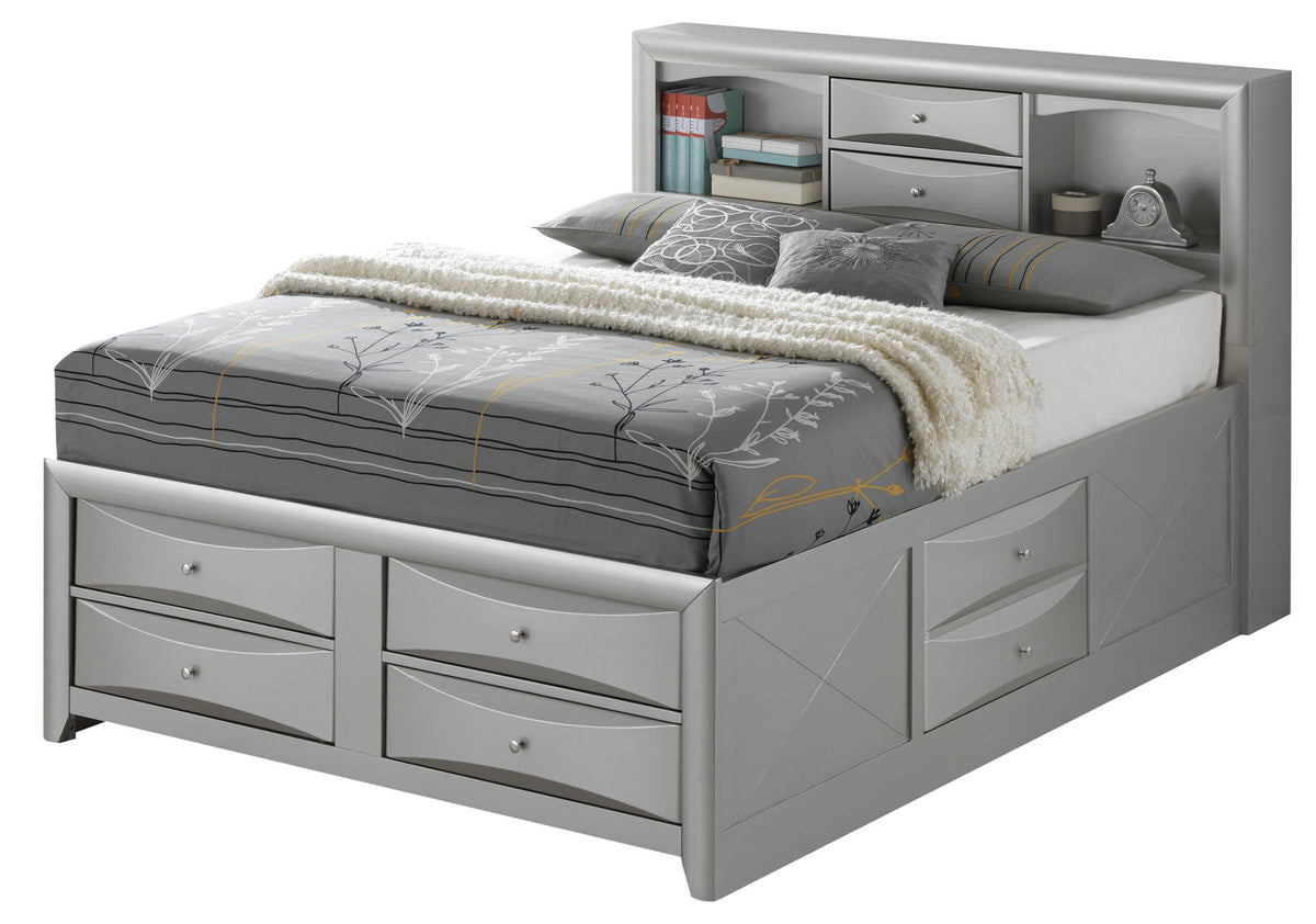 Modern Design Storage Bed With Bookcase Headboard