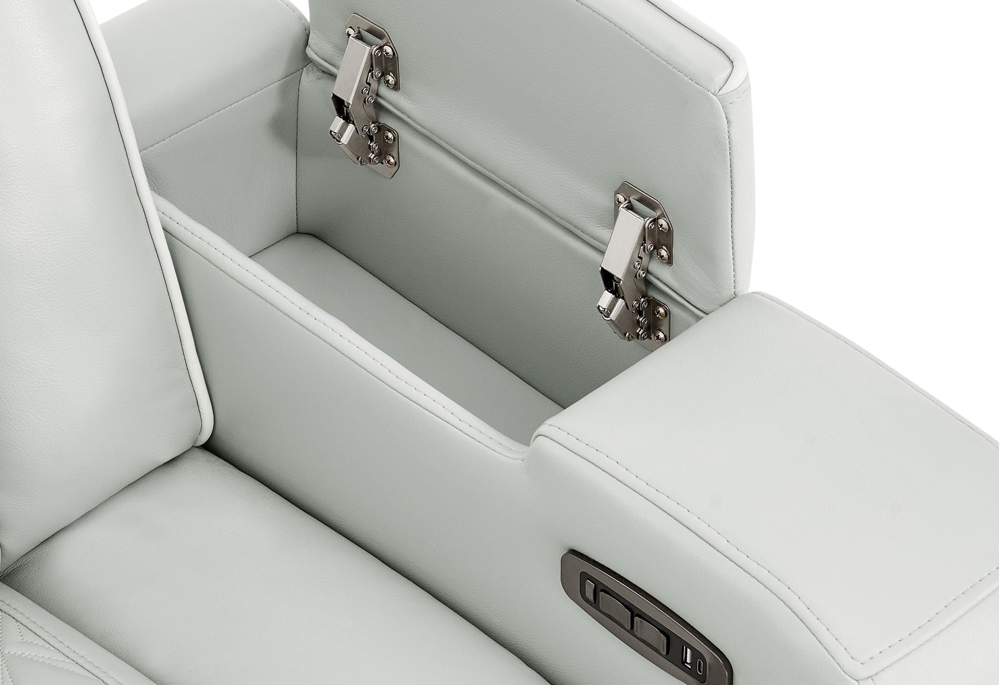 U8611 - Left Side Facing Console Reclining Loveseat With LED - Silver
