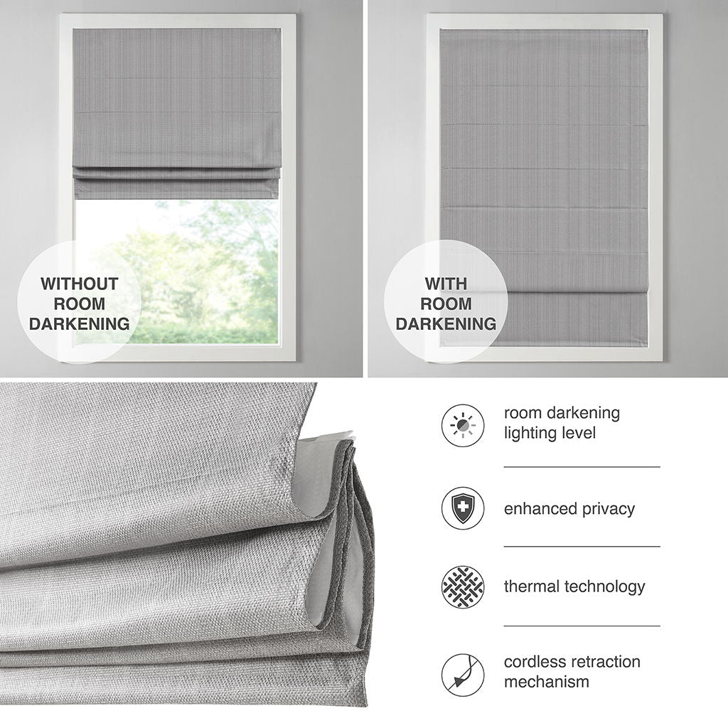 Galen - 33" Basketweave Room Darkening Cordless Roman Shade - White