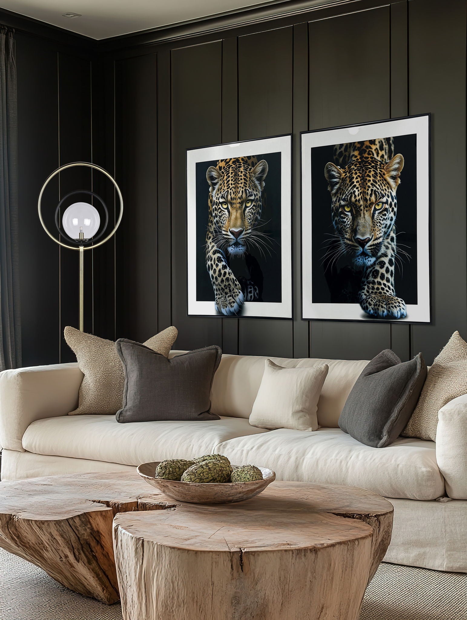 Midnight Stalker II Gloss Canvas With Rocks In Frame - Black / White