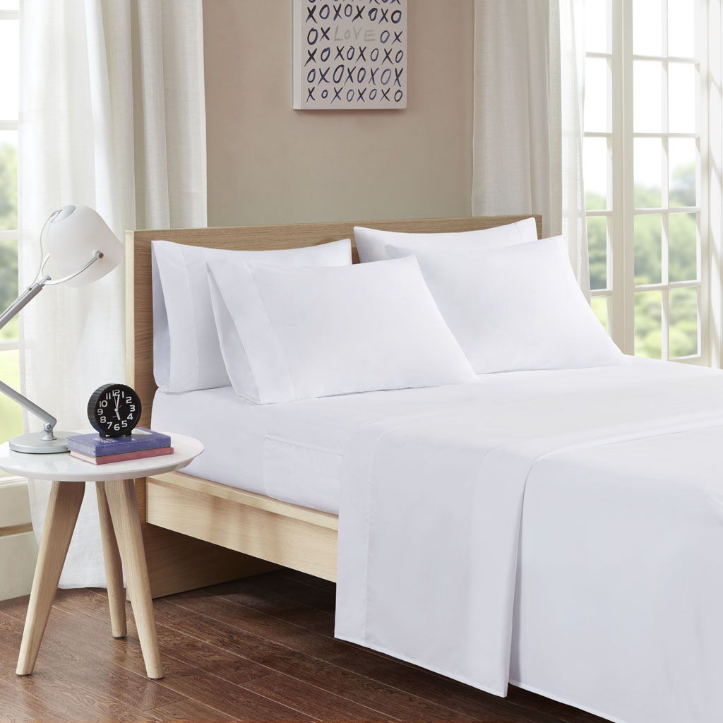Microfiber - Queen Sheet Set With Side Storage Pockets - White