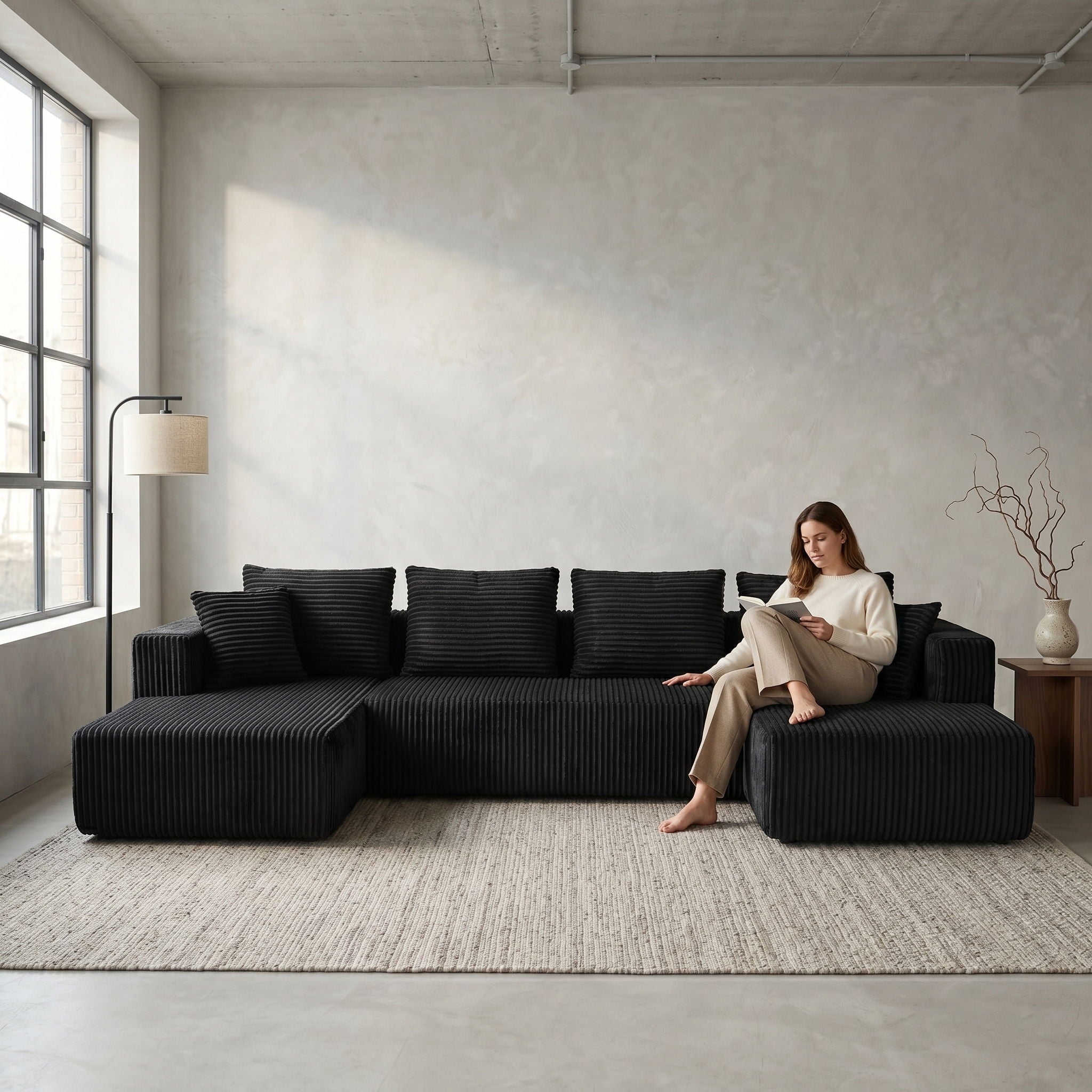 U-Shaped Modular Sectional Sofa With Double Chaise, Oversized Deep Seat For Living Room