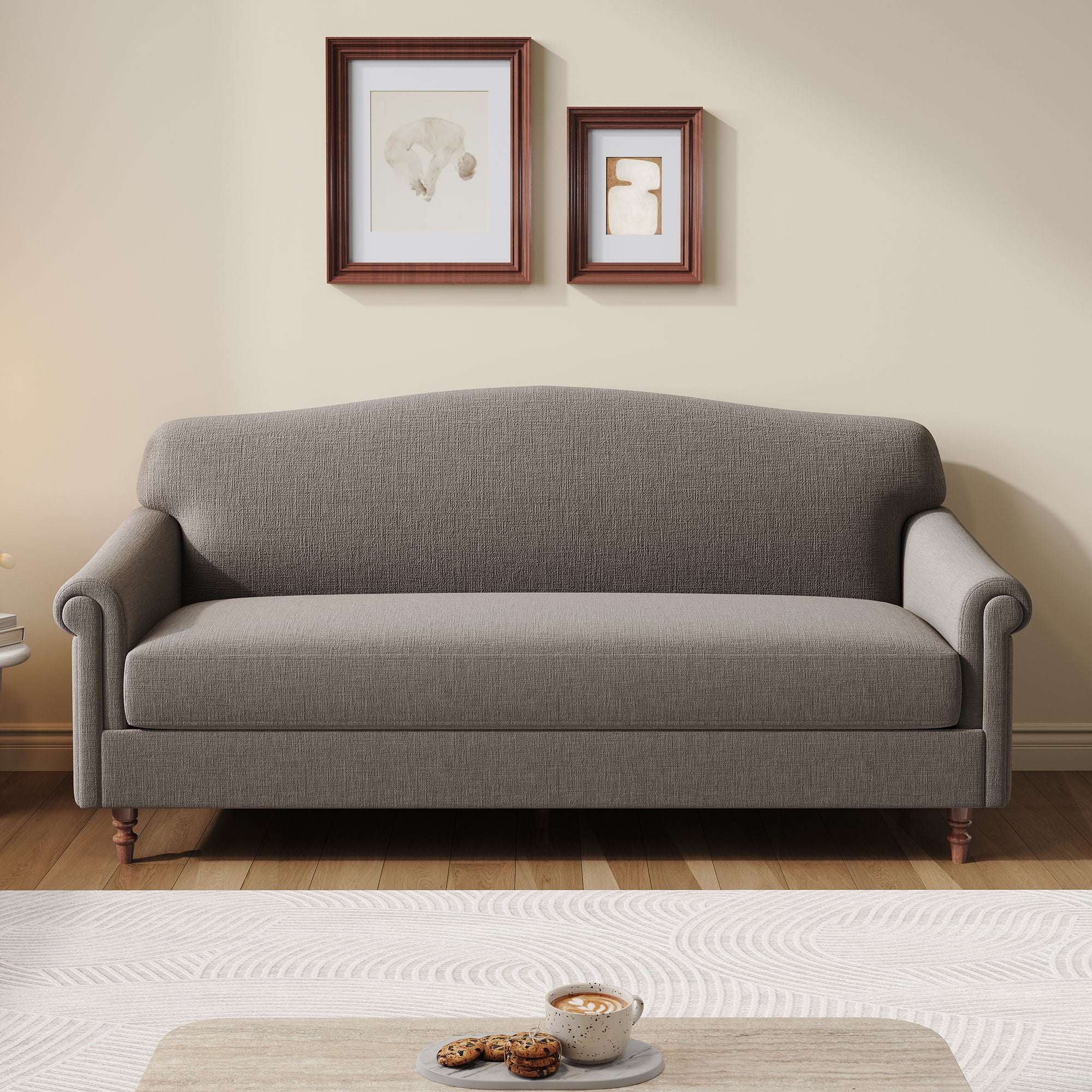 Loveseat Sofa, 2 Seater Couch With Rolled Arms
