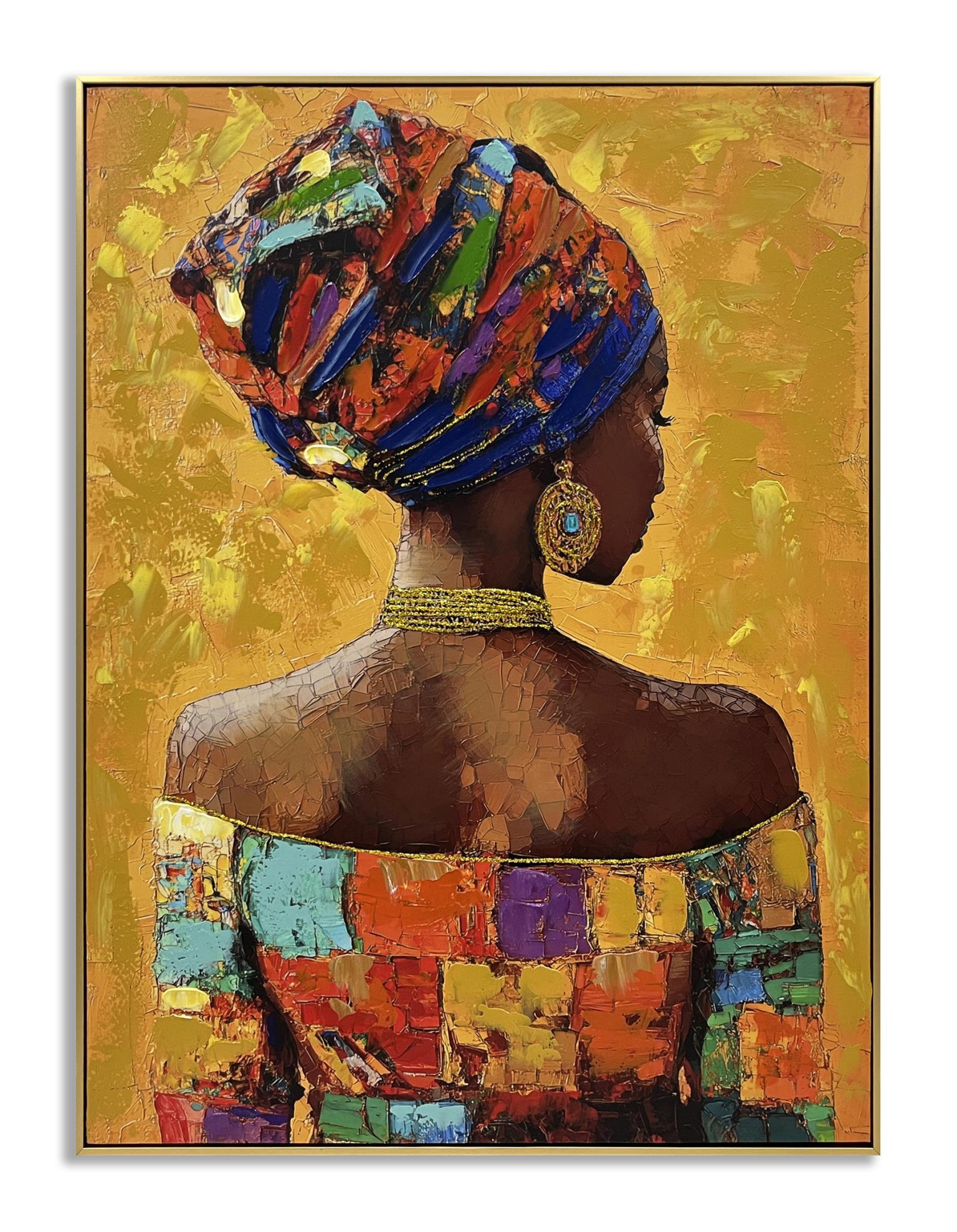 Radiant Mosaic Silhouette - 40" x 30" Framed Wall Art - Orange