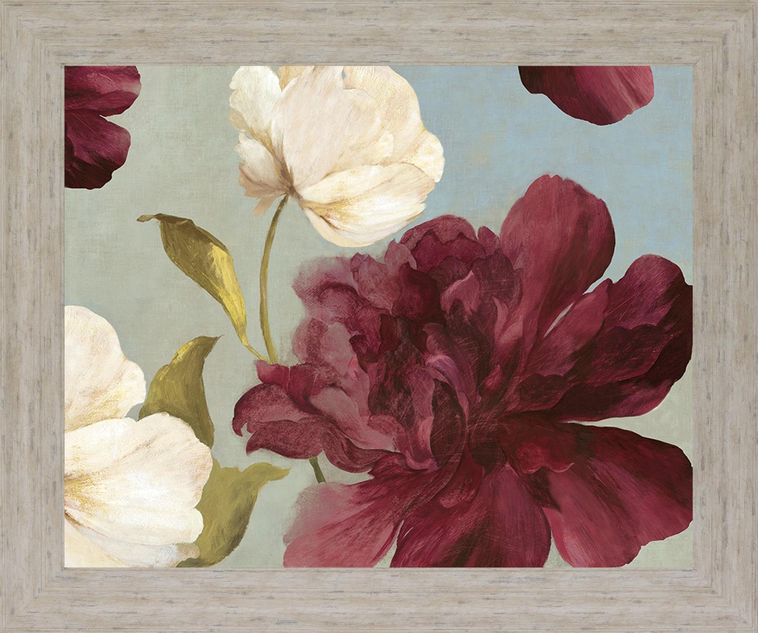 Wine Blossom Drift - 28" x 34" Framed Wall Art - Dark Red
