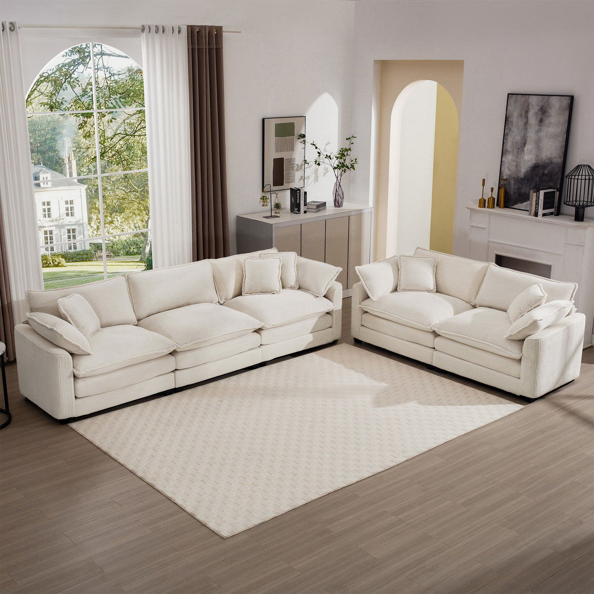 Elegant Oversized Sectional Sofa Set With Deep Seats And Flexible Layout