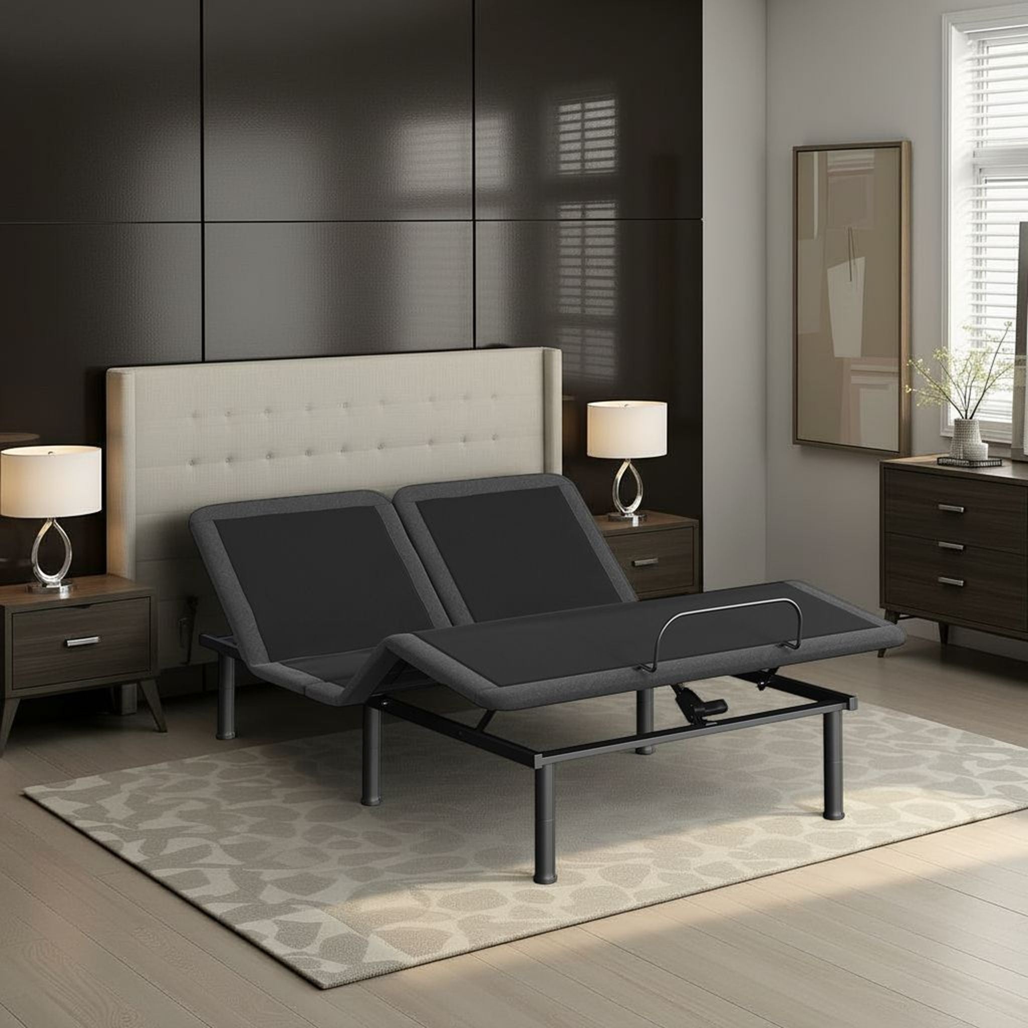 Quick Assembly Adjustable Bed Frame With Voice Activated Controls