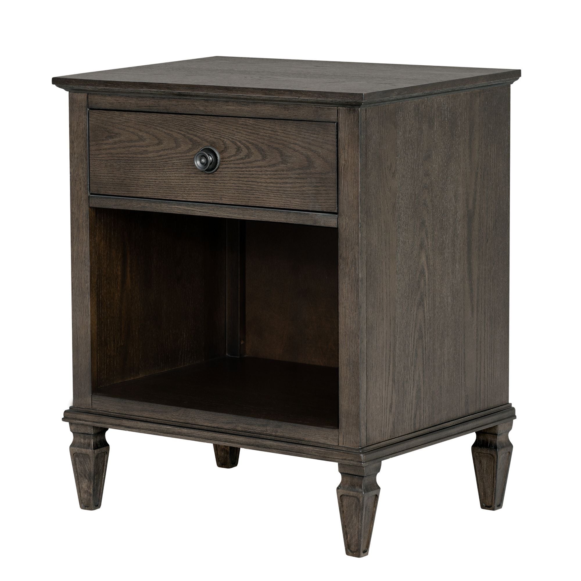 Victoria - One-Drawer Nightstand With Shelf - Antique Brown